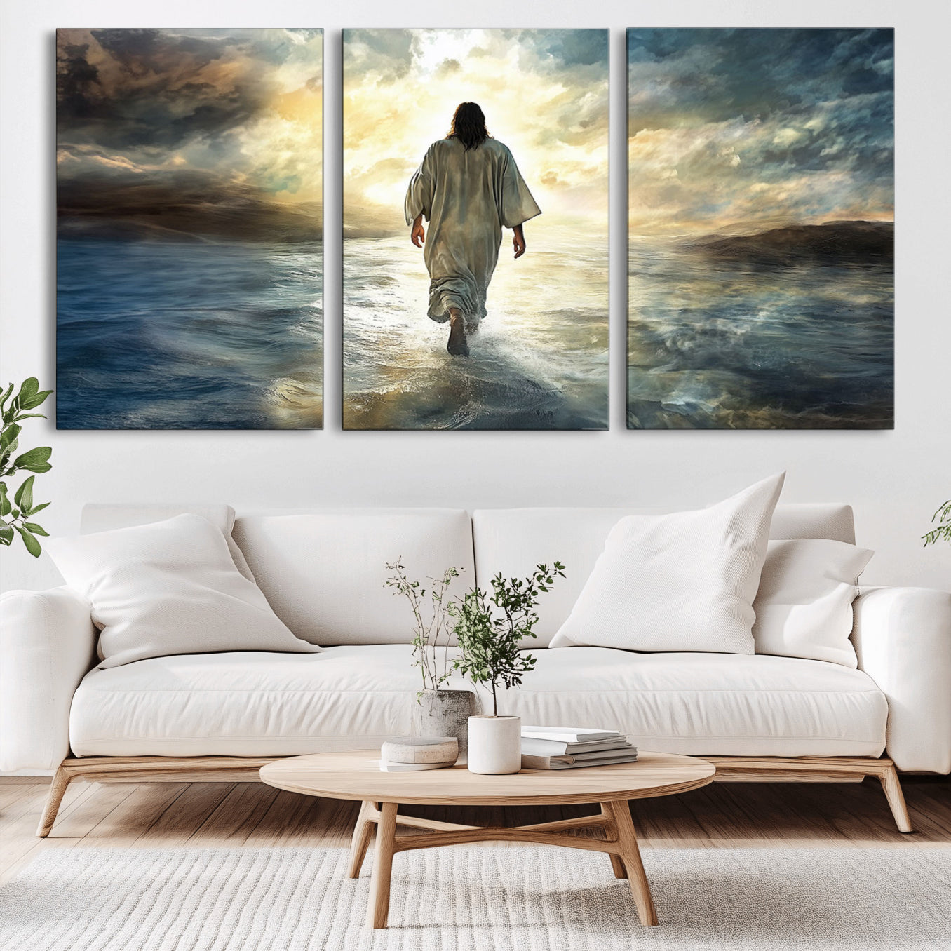 -Jesus Walking on Water Wall Art | Canvas Print | Ready to Hang | Christian Home Decor | Spiritual