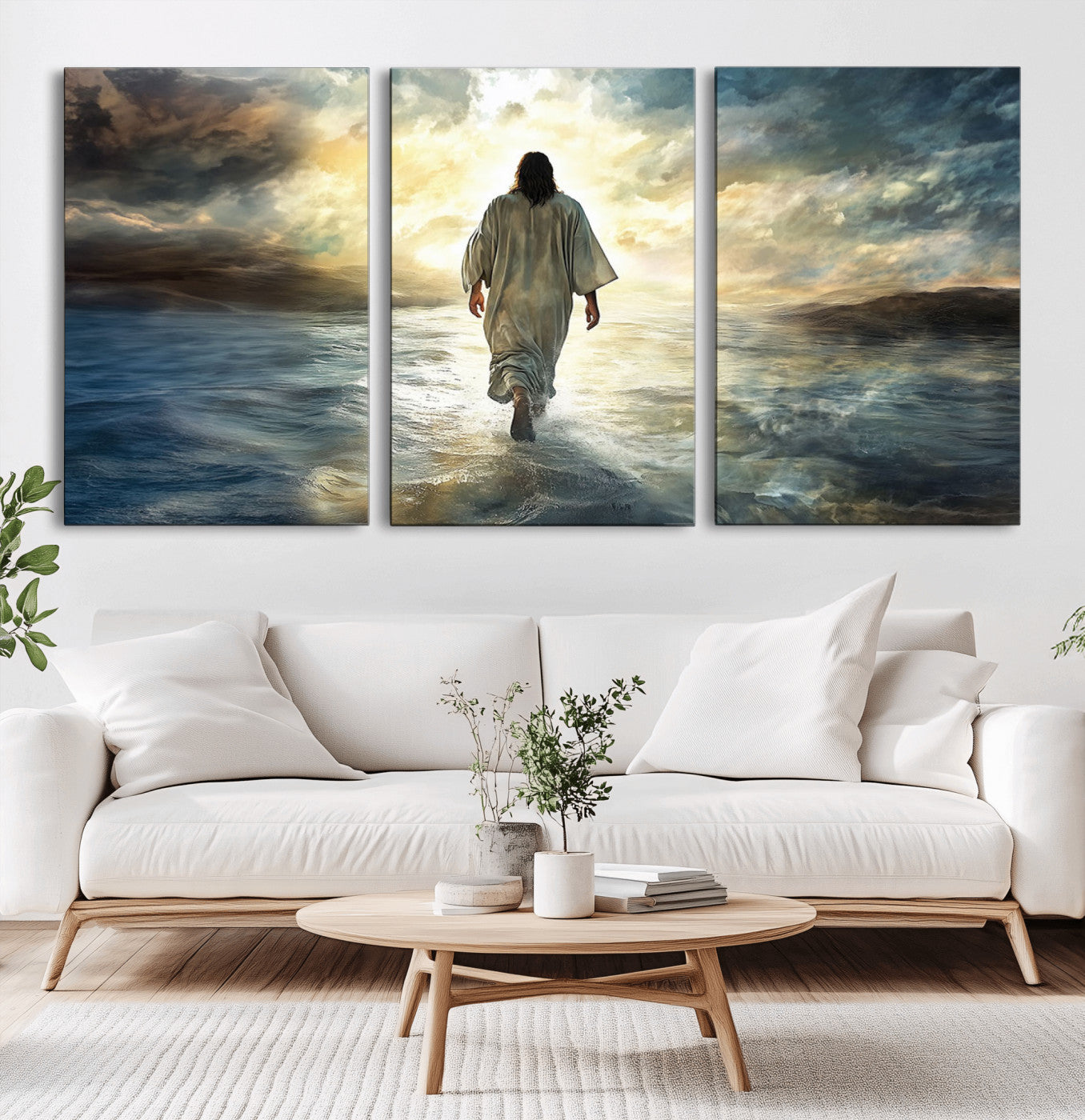 -Jesus Walking on Water Wall Art | Canvas Print | Ready to Hang | Christian Home Decor | Spiritual