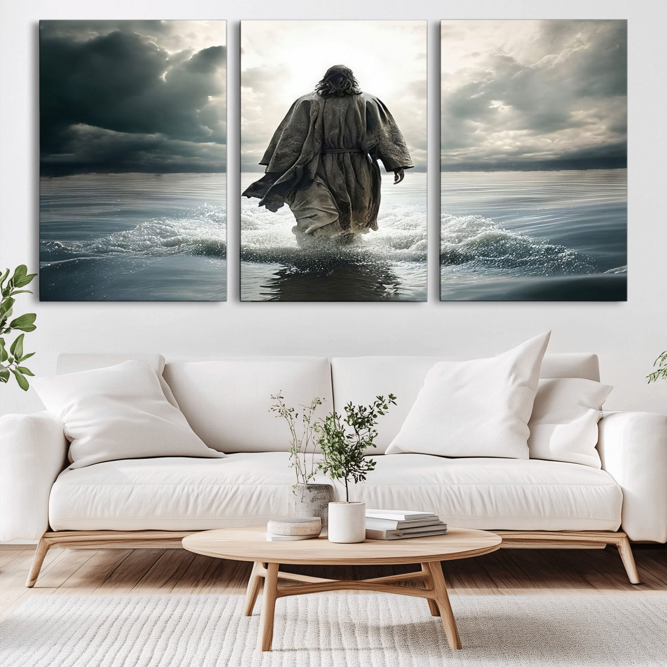 -Jesus Walking on Water Wall Art | Canvas Print | Ready to Hang | Christian Home Decor | Spiritual