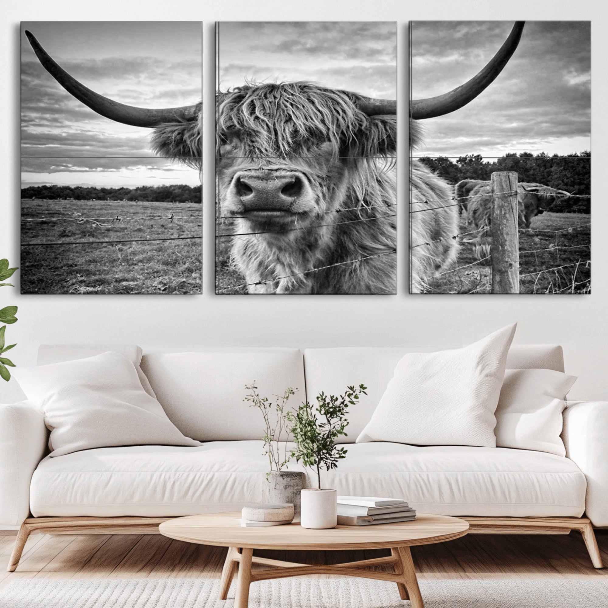 71937-MGV-CV-36X24-Scottish Highland Cow Wall Art Canvas Print | Ready to Hang and Framed | Rustic Farmhouse Decor