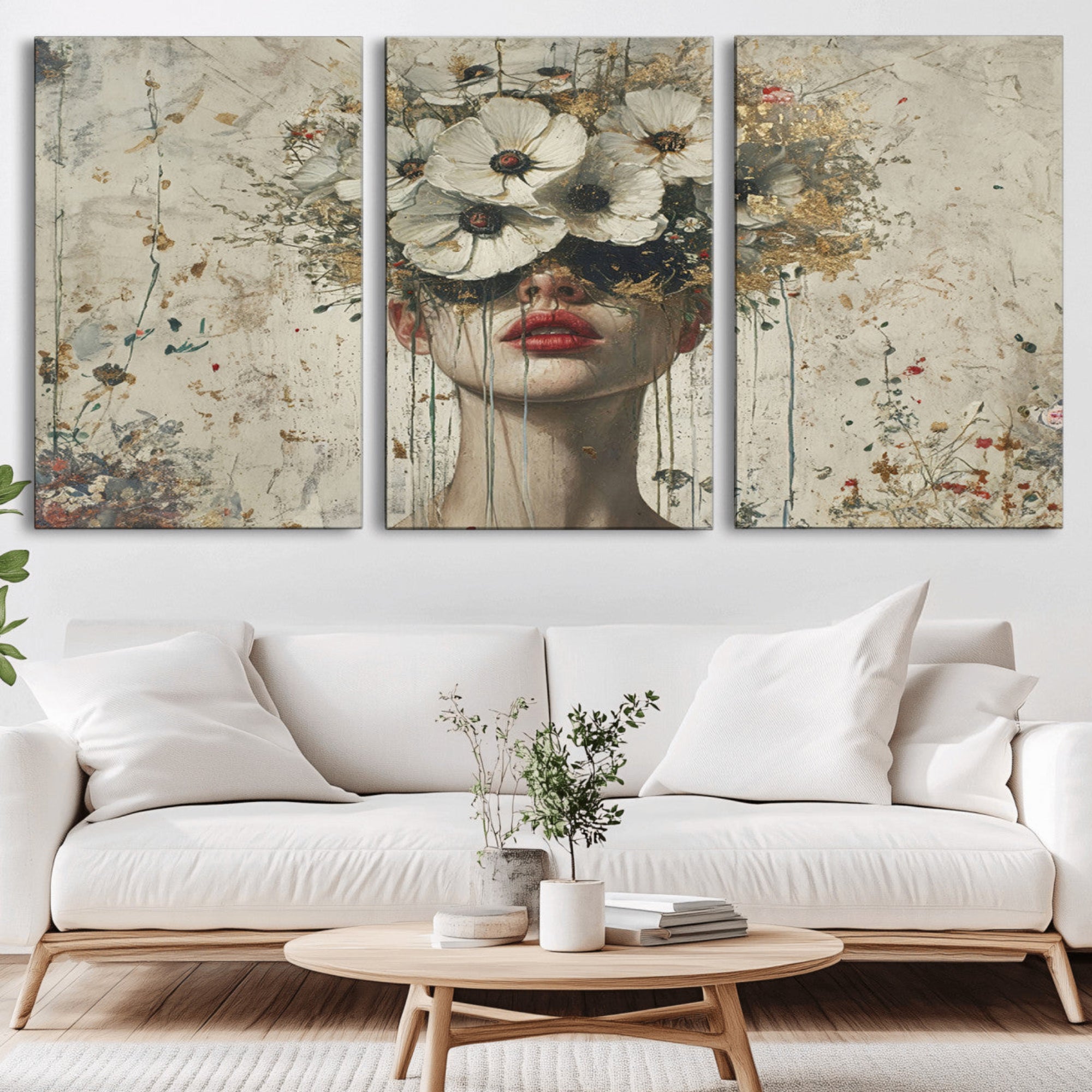 72759-MGV-CV-36X24-Abstract Floral Women Patel Wall Art Canvas Print