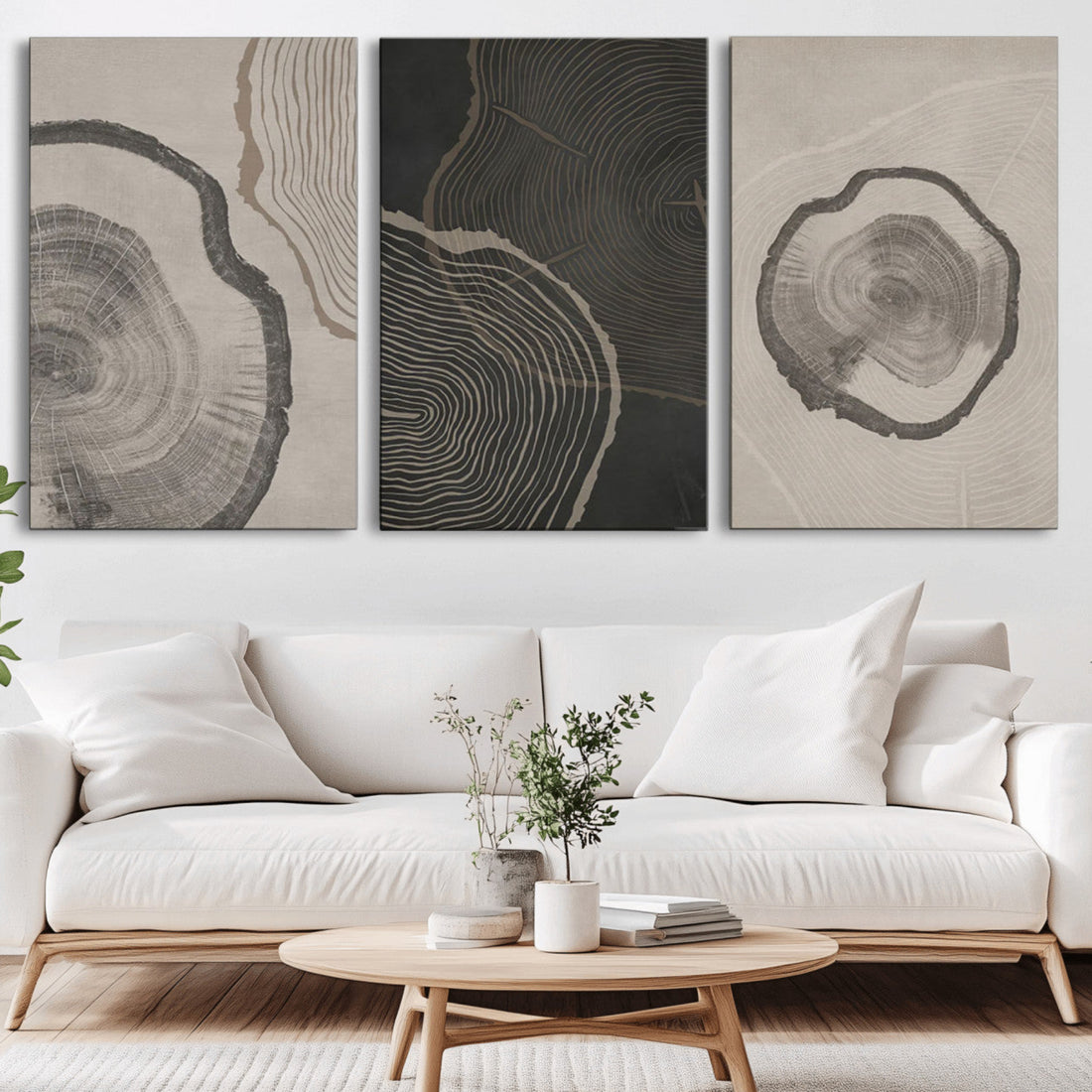 Minimalist Tree Rings Wall Art | Modern Abstract Canvas Print