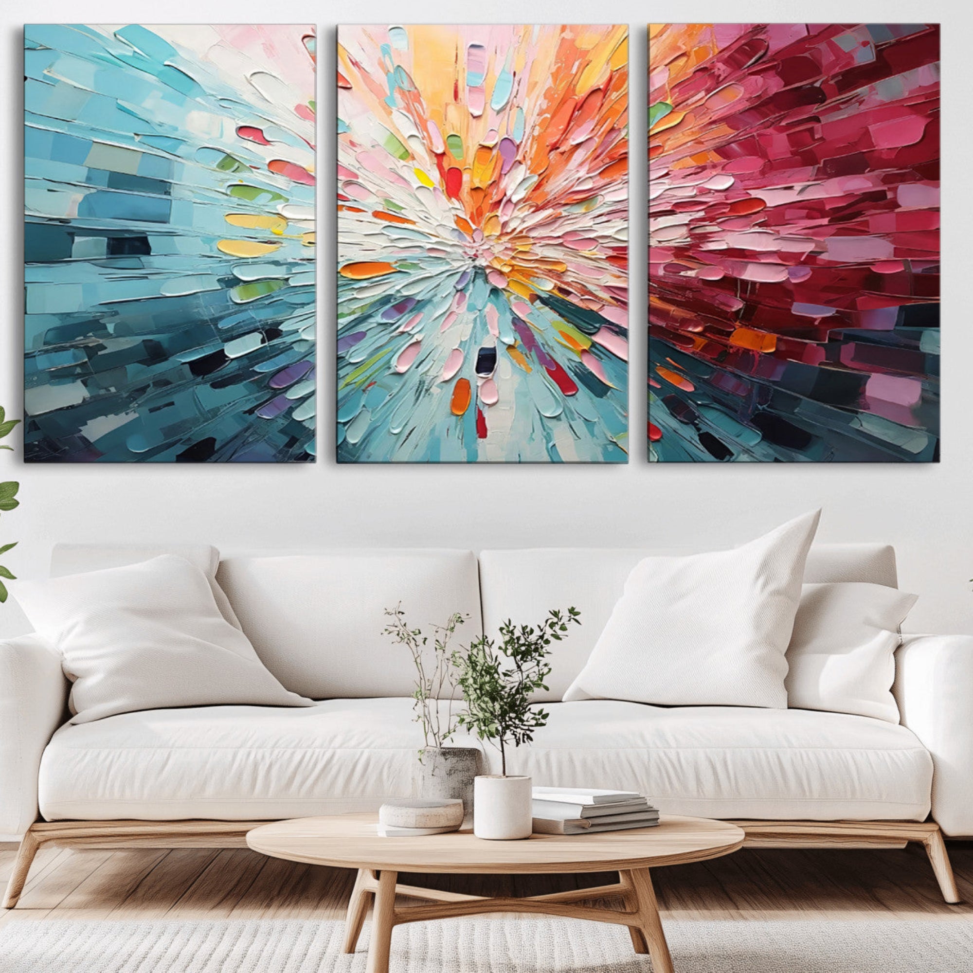 47065-MGV-CV-36X24-Radiant Bloom Abstract Floral Wall Art Canvas Print - Colorful Burst - Modern Living Room Decor -