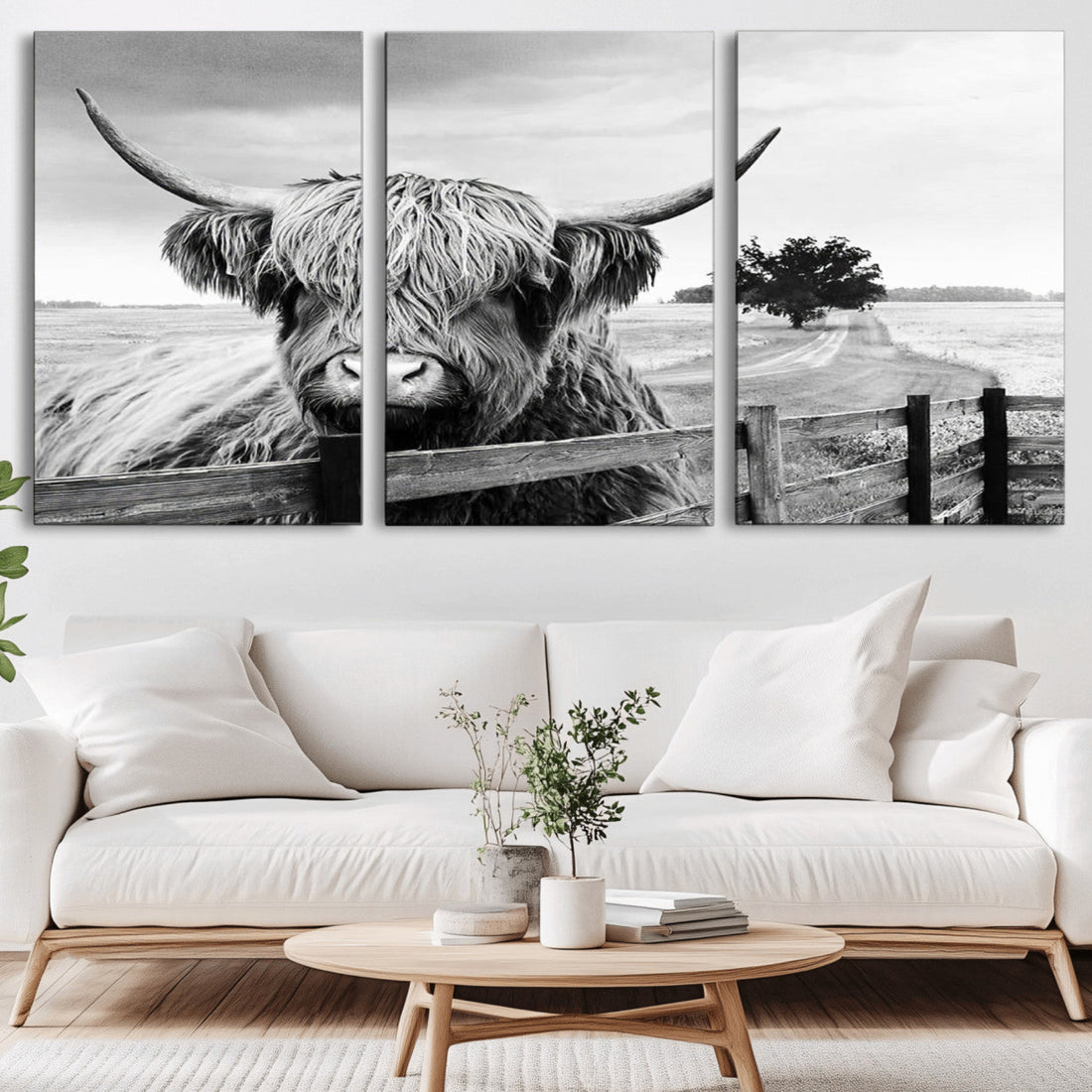 Scottish Highland Cow Wall Art, Rustic Farmhouse Decor