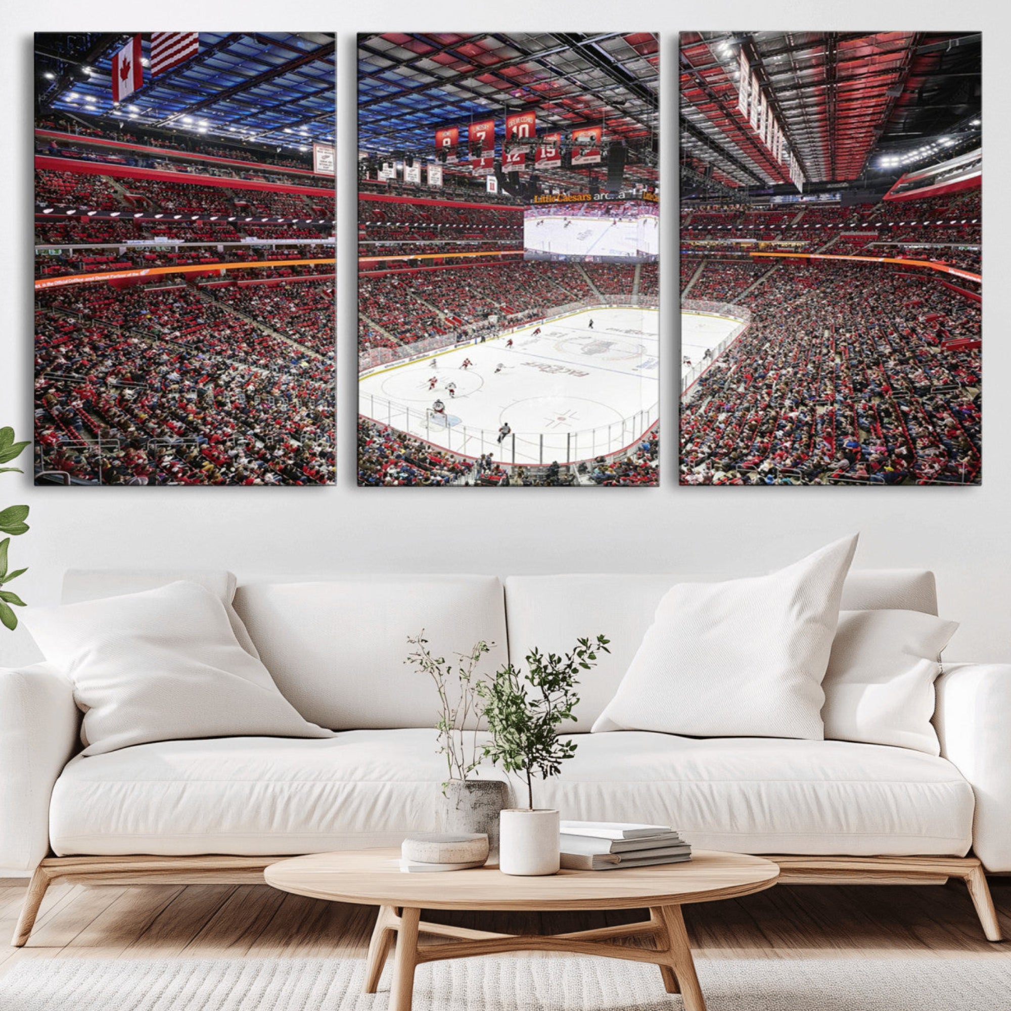 62263-MGV-CV-36X24-Barton Malow Little Caesars Arena Detroit Wall Art Canvas Print - Detroit Hockey and Basketball