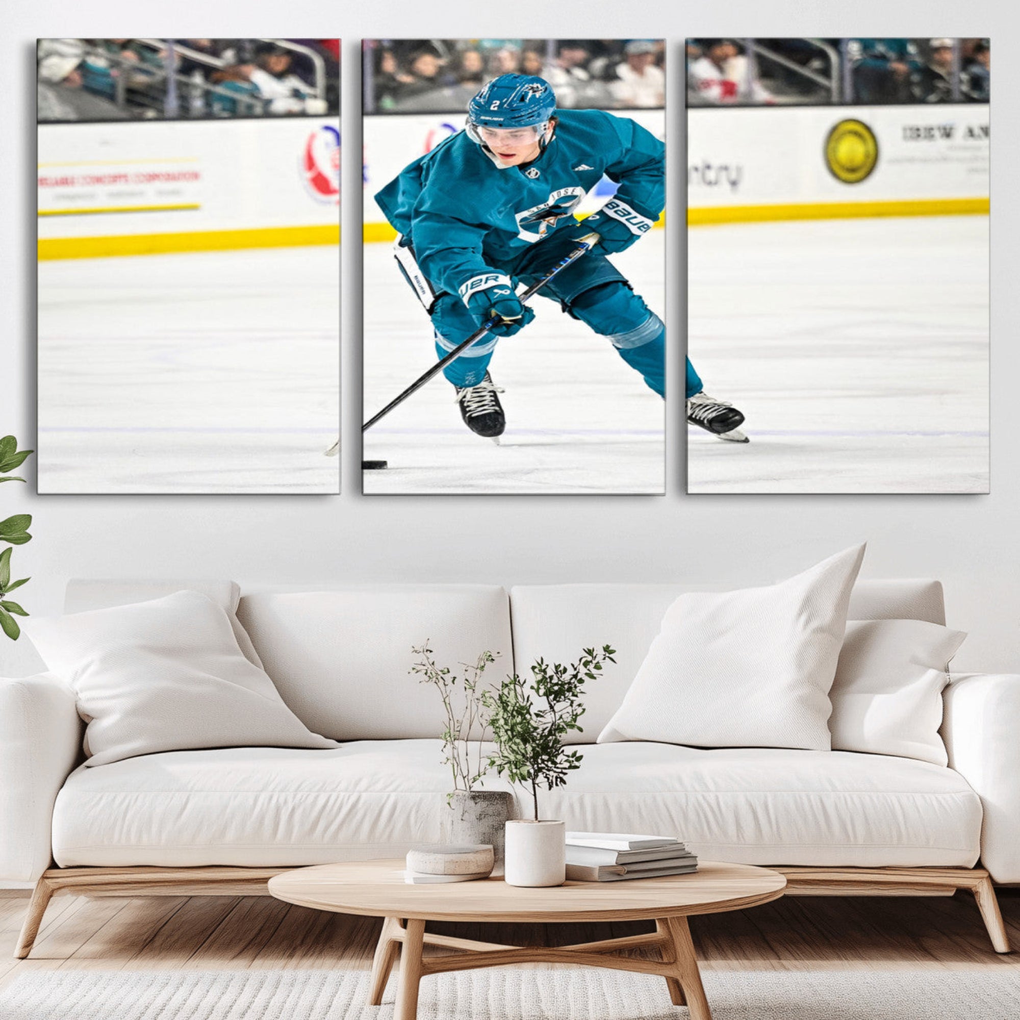 69179-MGV-CV-36X24-San Jose Sharks Ice Hockey Player Wall Art Canvas Print