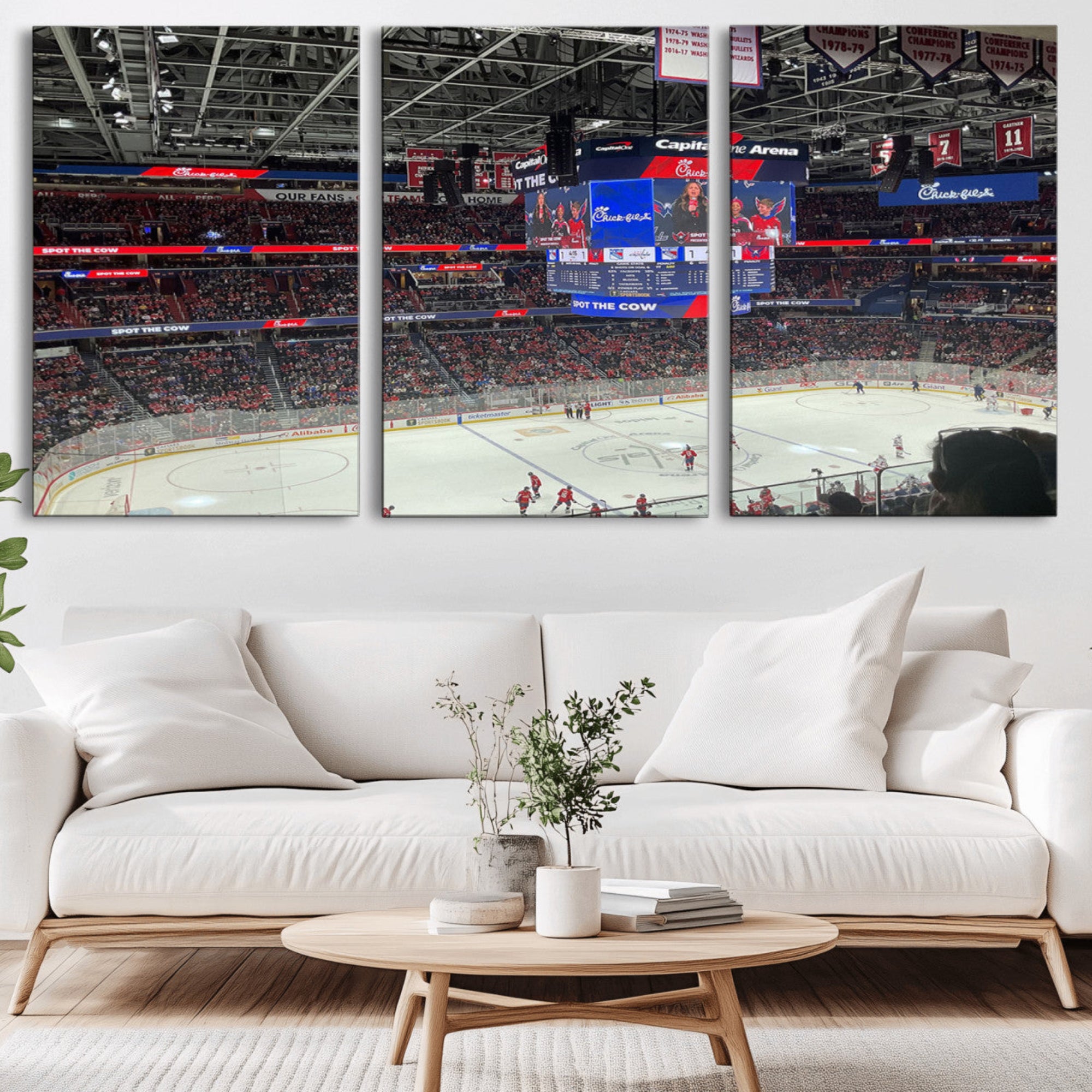 71287-MGV-CV-36X24-Washington Capitols New York Rangers Ice Hockey Game Stadium Wall Art Canvas Print