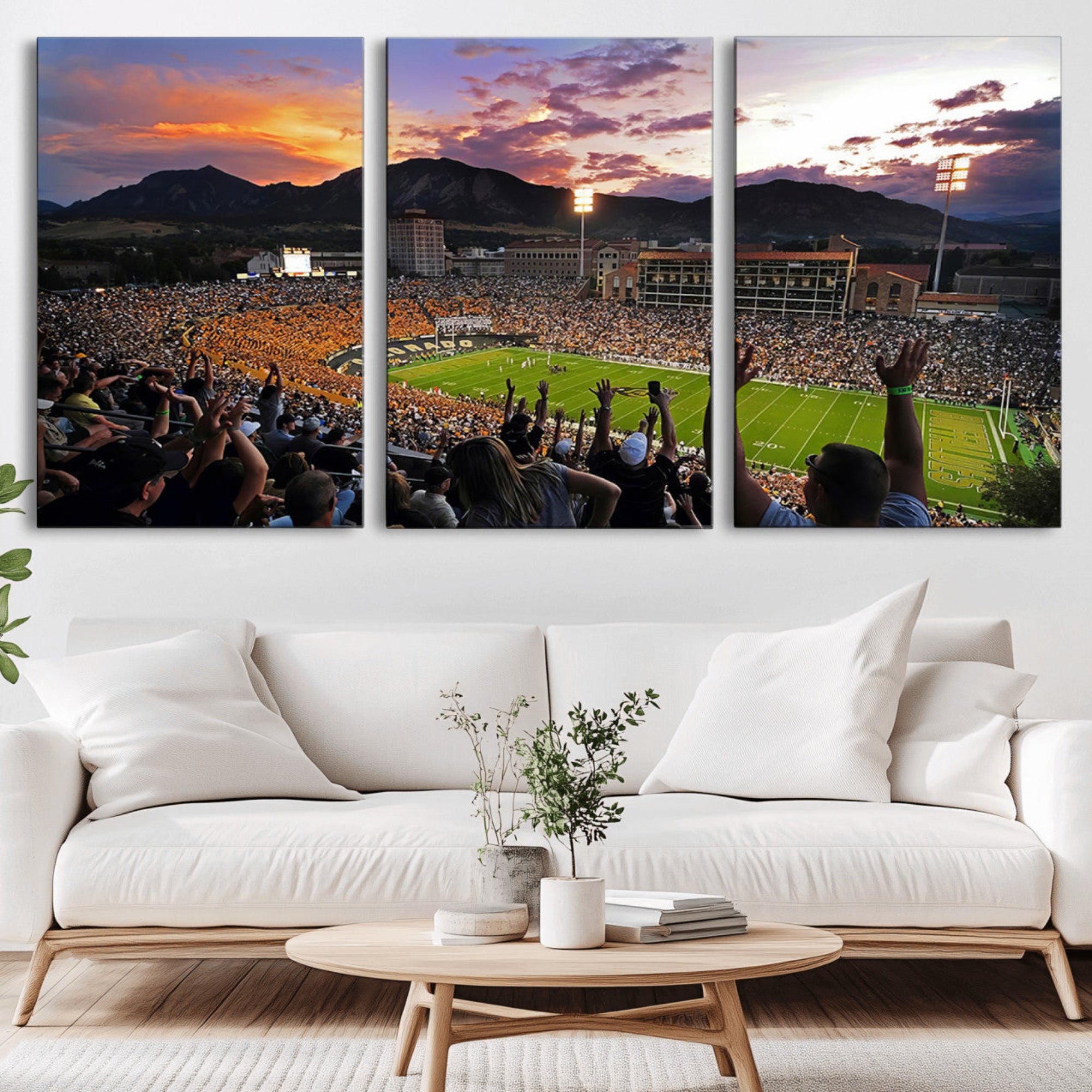 80381-MGV-CV-36X24-Framed Colorado Buffaloes Football Team Print - Boulder Folsom Field Stadium Wall Art Canvas Print
