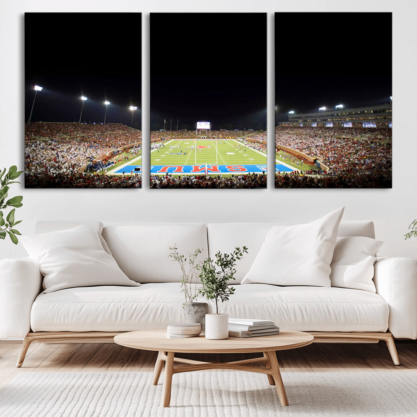 -SMU Mustangs Football Team Print - Dallas Gerald J. Ford Stadium Wall Art Canvas Print
