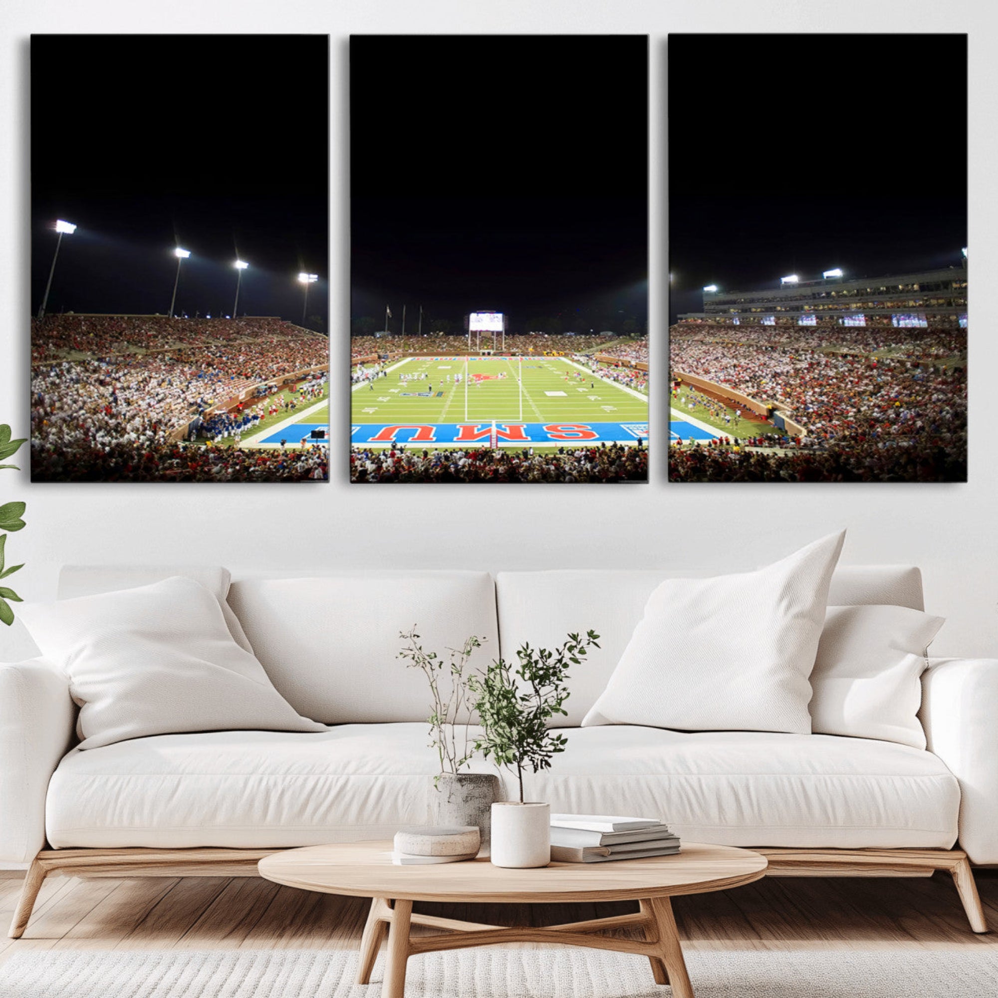 87912-MGV-CV-36X24-SMU Mustangs Football Team Print - Dallas Gerald J. Ford Stadium Wall Art Canvas Print