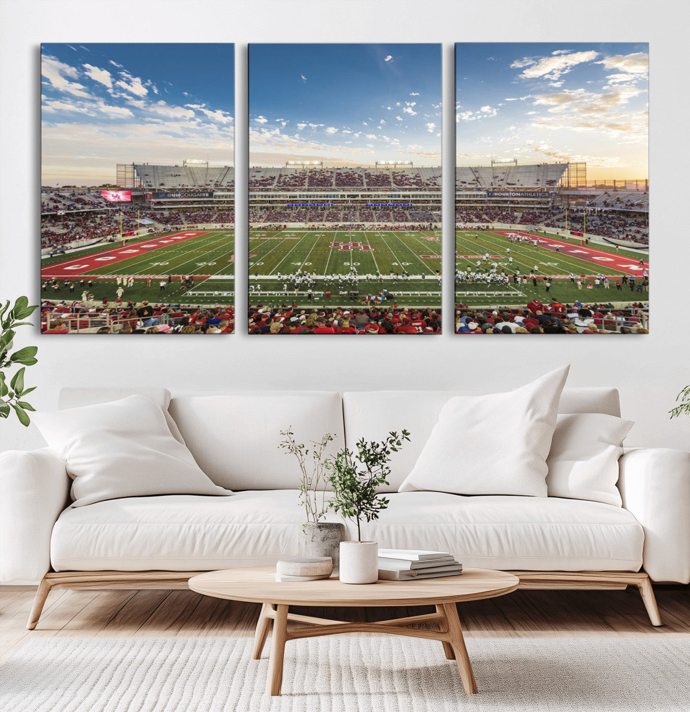-Framed Houston Cougars Football Team Print - Houston TDECU Stadium Wall Art Canvas Print
