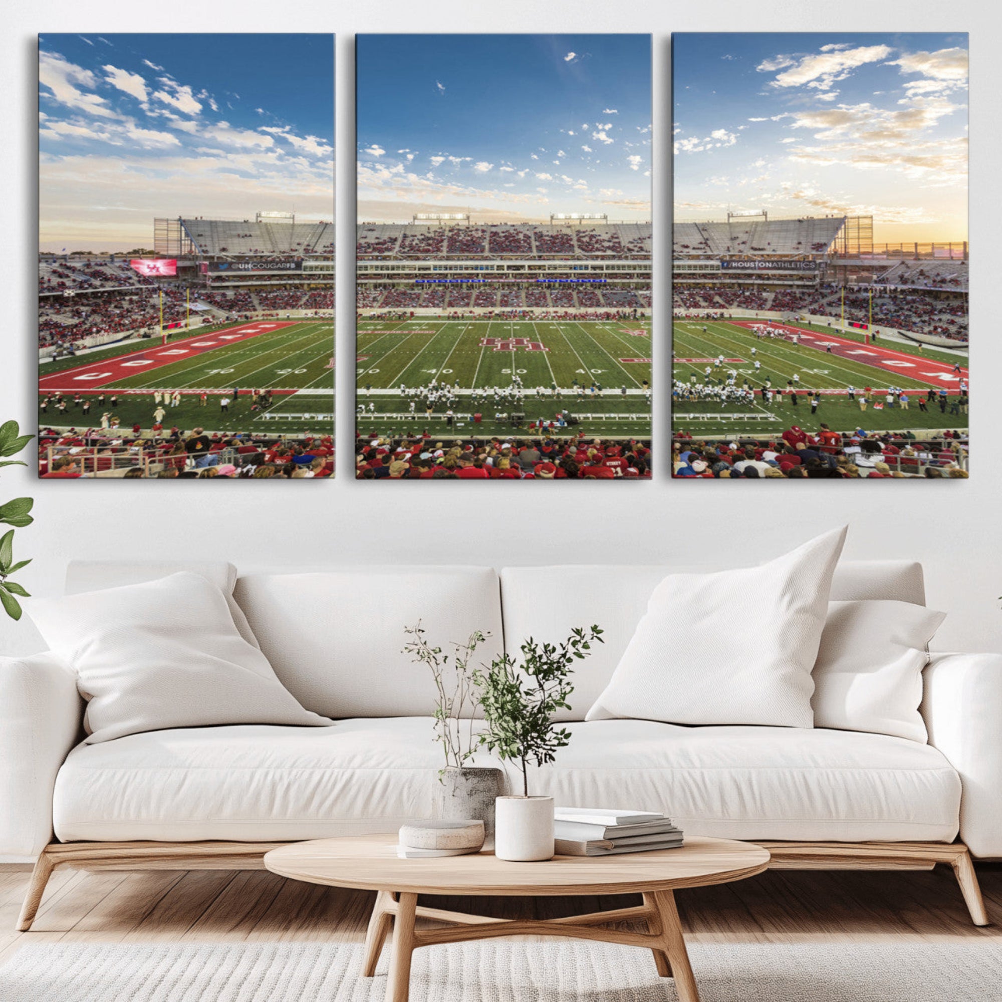 36612-MGV-CV-36X24-Framed Houston Cougars Football Team Print - Houston TDECU Stadium Wall Art Canvas Print