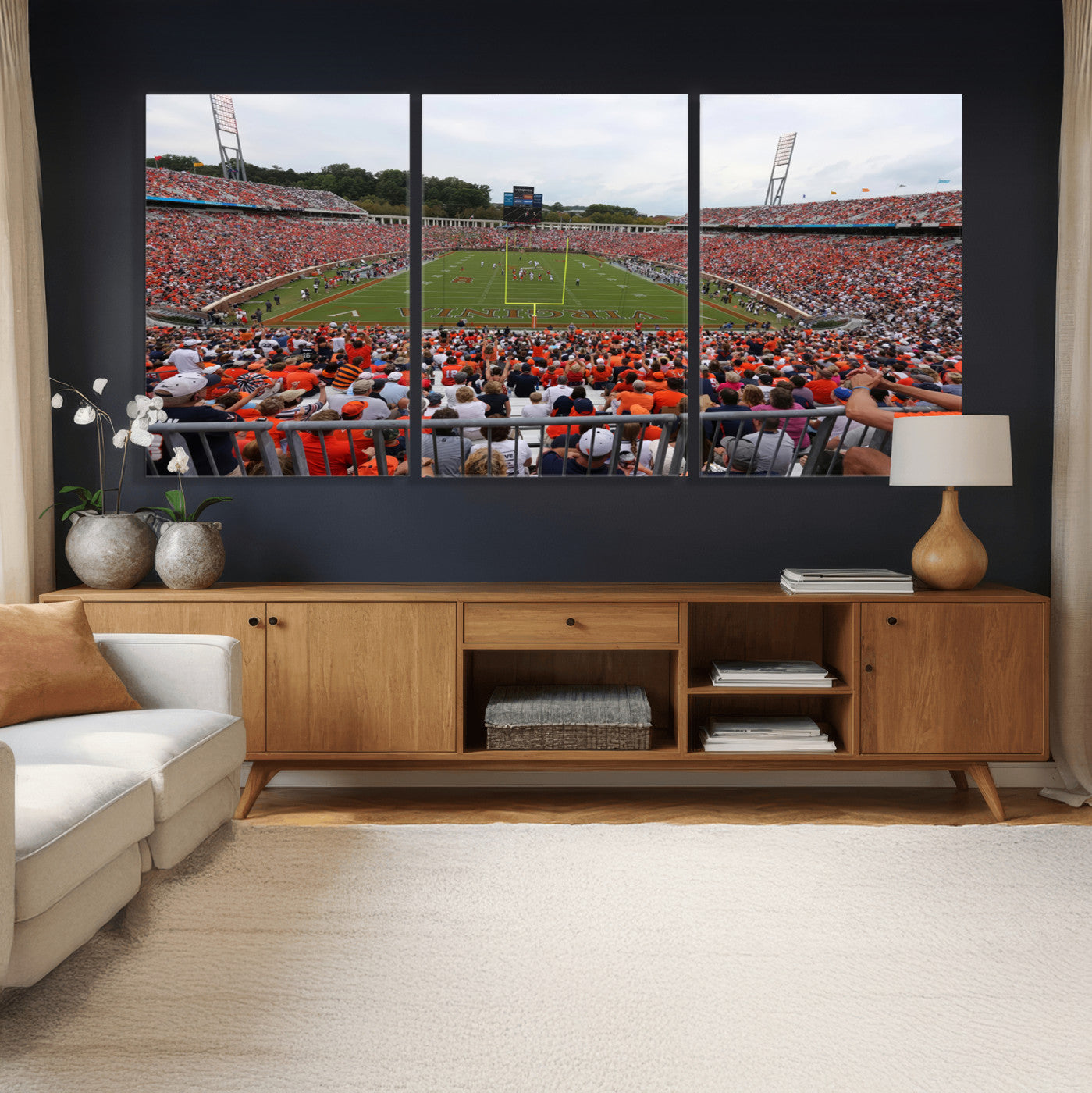 63606-MGV-CV-36X24 - Virginia Cavaliers Football Team Print - Charlottesville Scott Stadium Print Wall Art Canvas