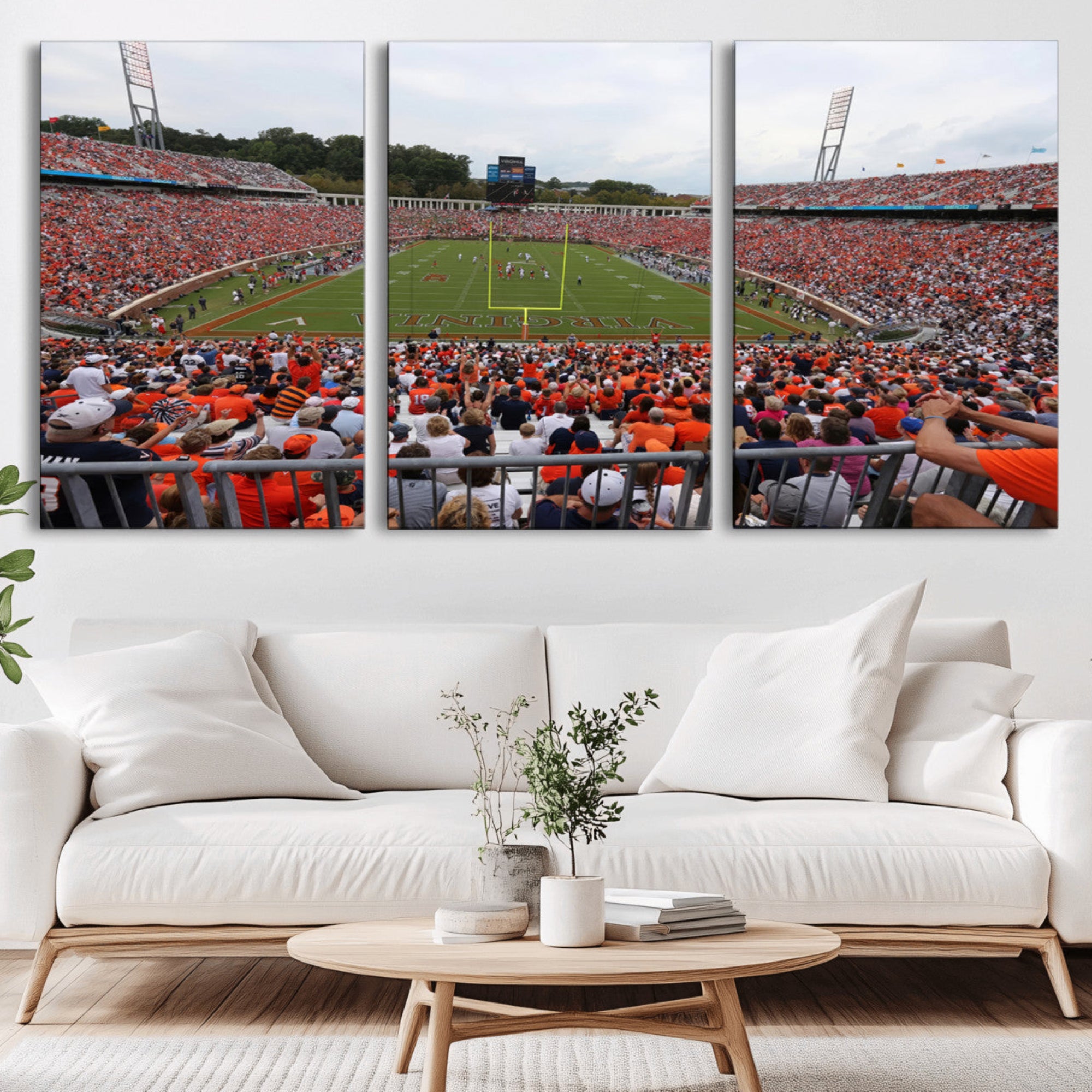63606-MGV-CV-80X40-5P-Virginia Cavaliers Football Team Print - Charlottesville Scott Stadium Print Wall Art Canvas