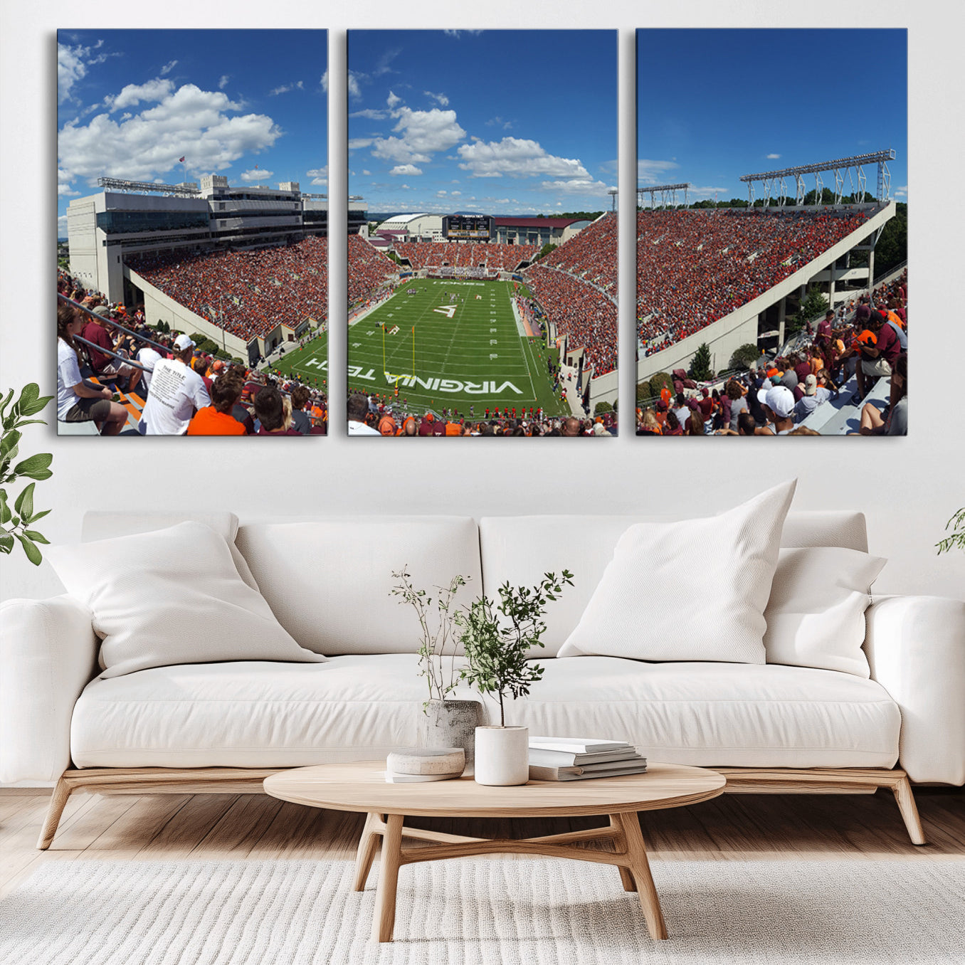 -Virginia Tech Hokies Football Team Print - Blacksburg Lane Stadium Wall Art Canvas Print