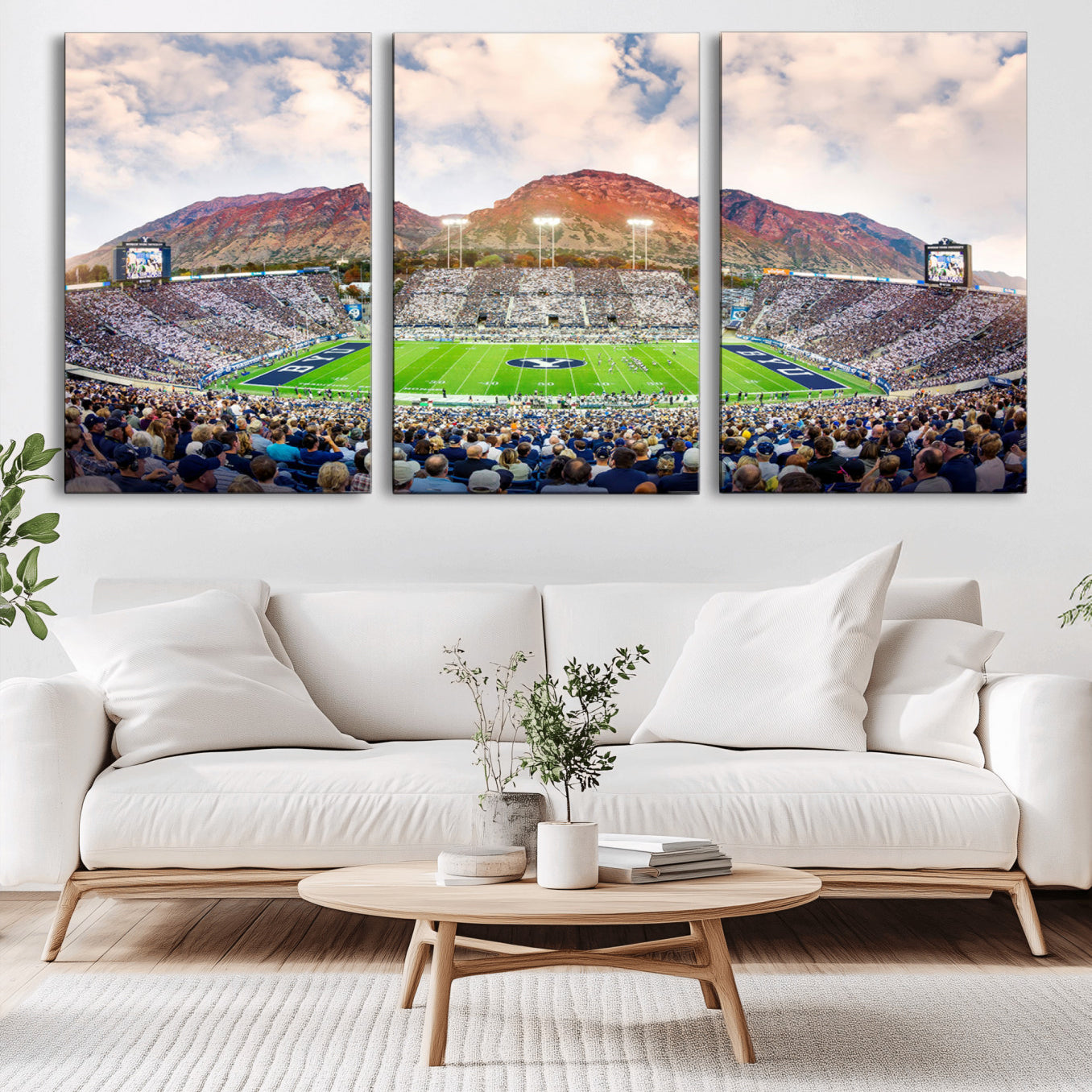 -Brigham Young University Cougars Football Team Print - Provo LaVell Edwards Stadium Wall Art Canvas