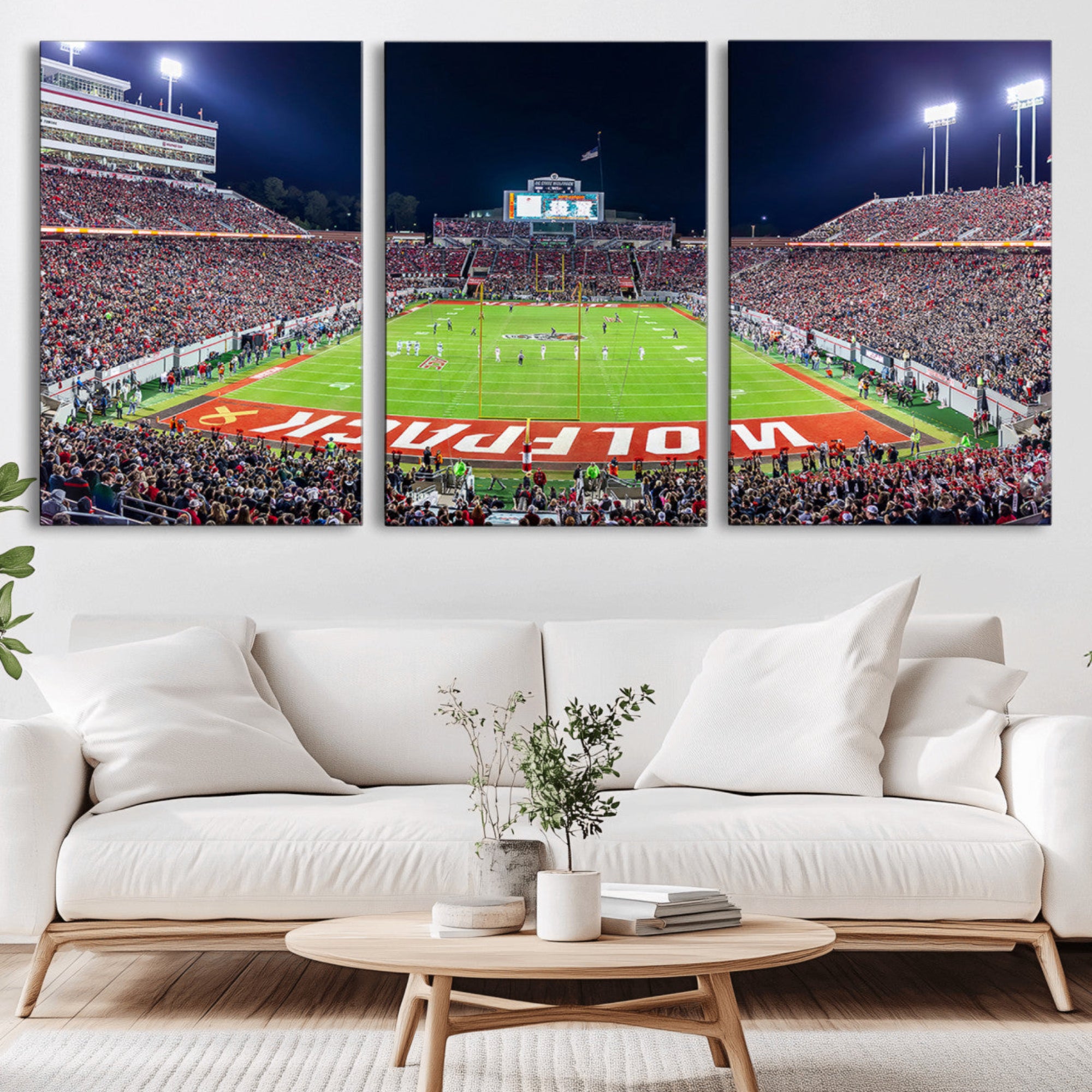 80943-MGV-CV-36X24-Wolfpack Football Team Print - Raleigh Carter-Finley Stadium Wall Art Canvas Print