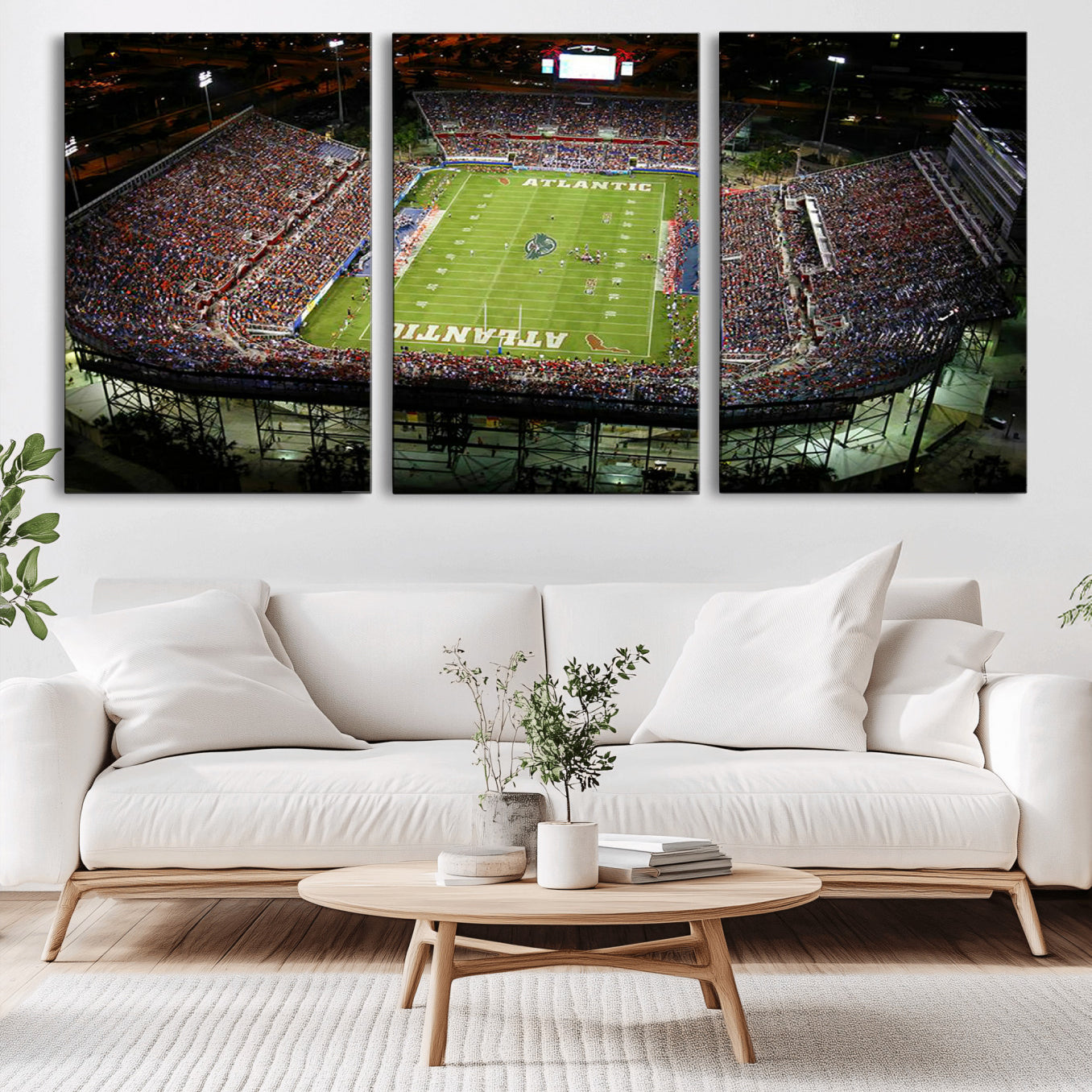 -Florida Atlantic University Owls Football Team Print - Boca Raton FAU Stadium Wall Art Canvas Print