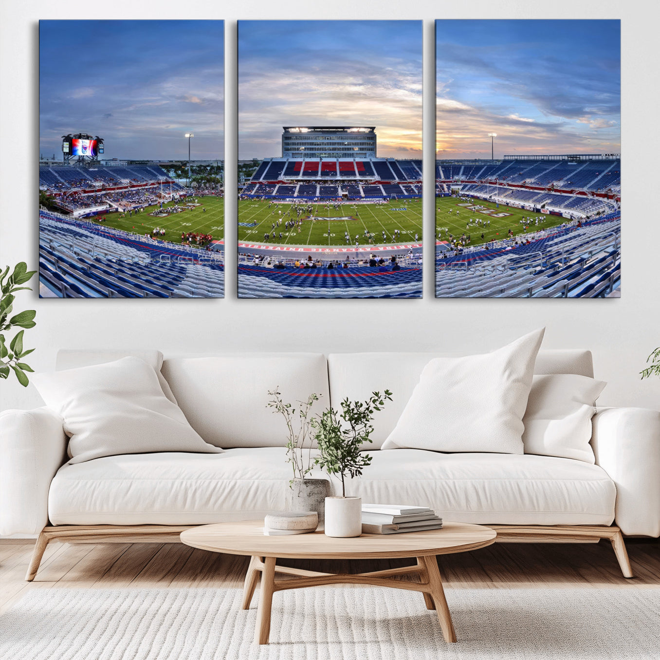 -Florida Atlantic University Owls Football Team Print - Boca Raton FAU Stadium Wall Art Canvas Print
