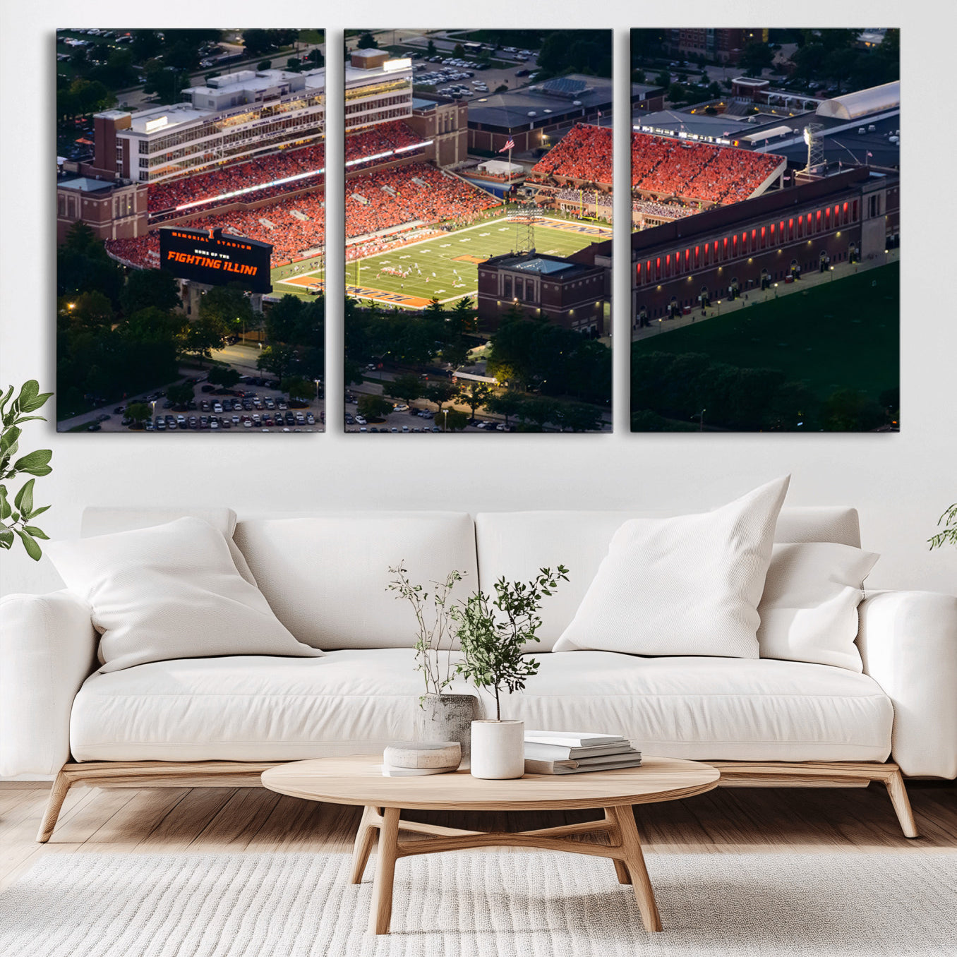 -University of Illinois Fighting Illini Football Team Print - Champaign Illinois Memorial Stadium