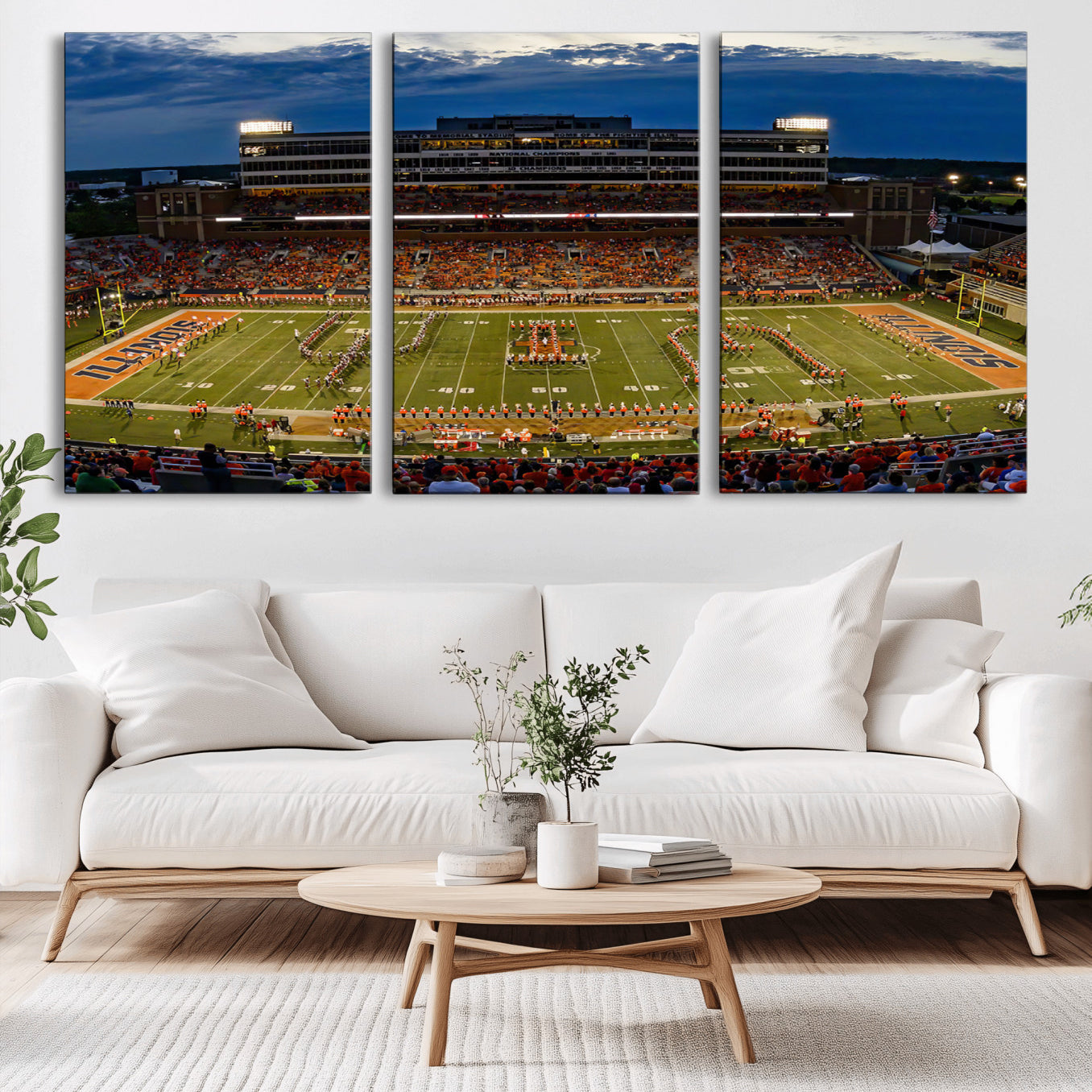 -University of Illinois Fighting Illini Football Team Print - Champaign Illinois Memorial Stadium