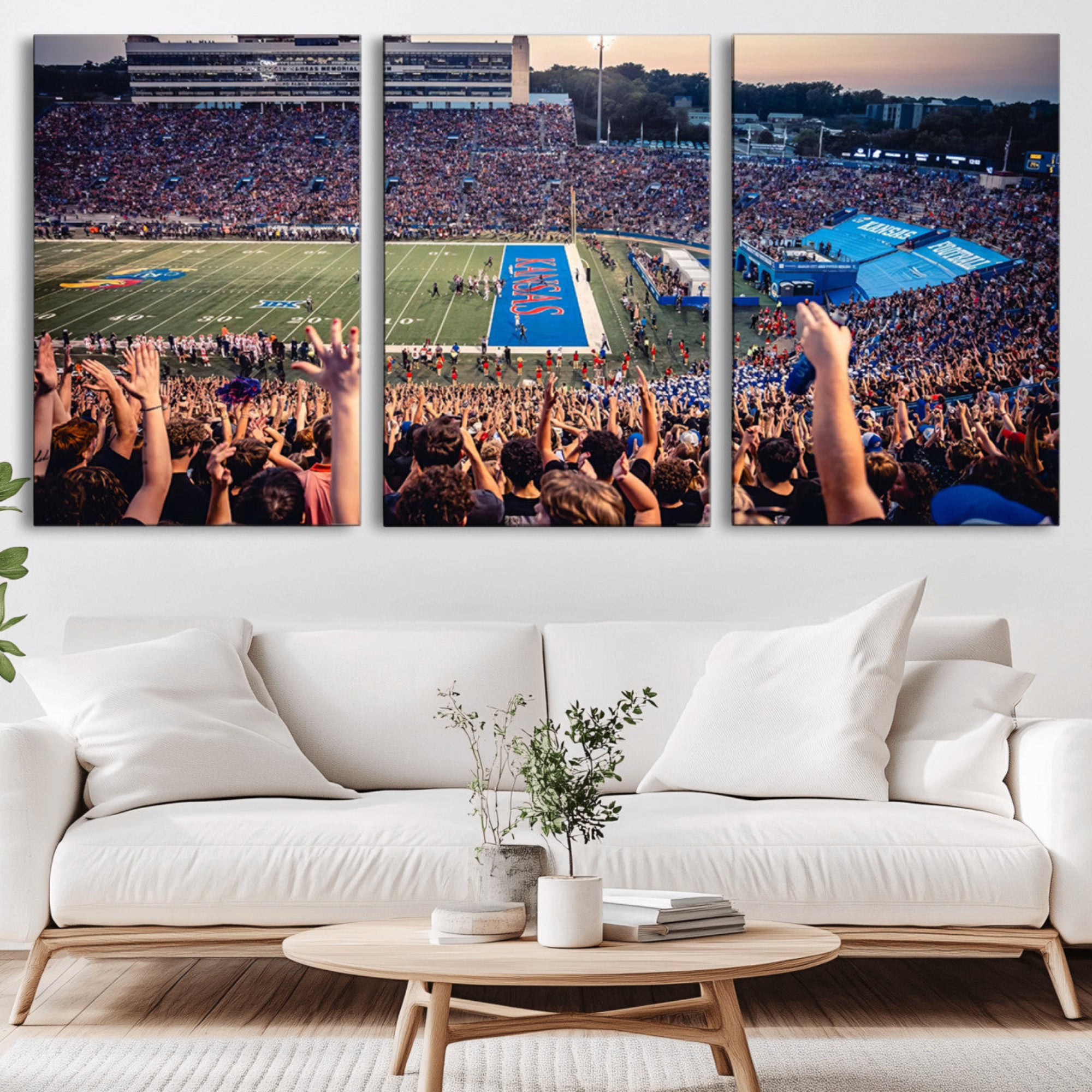 40169-MGV-CV-36X24-University of Kansas Jayhawks Football Team Art Print - Lawrence Kansas Memorial Stadium Wall Art
