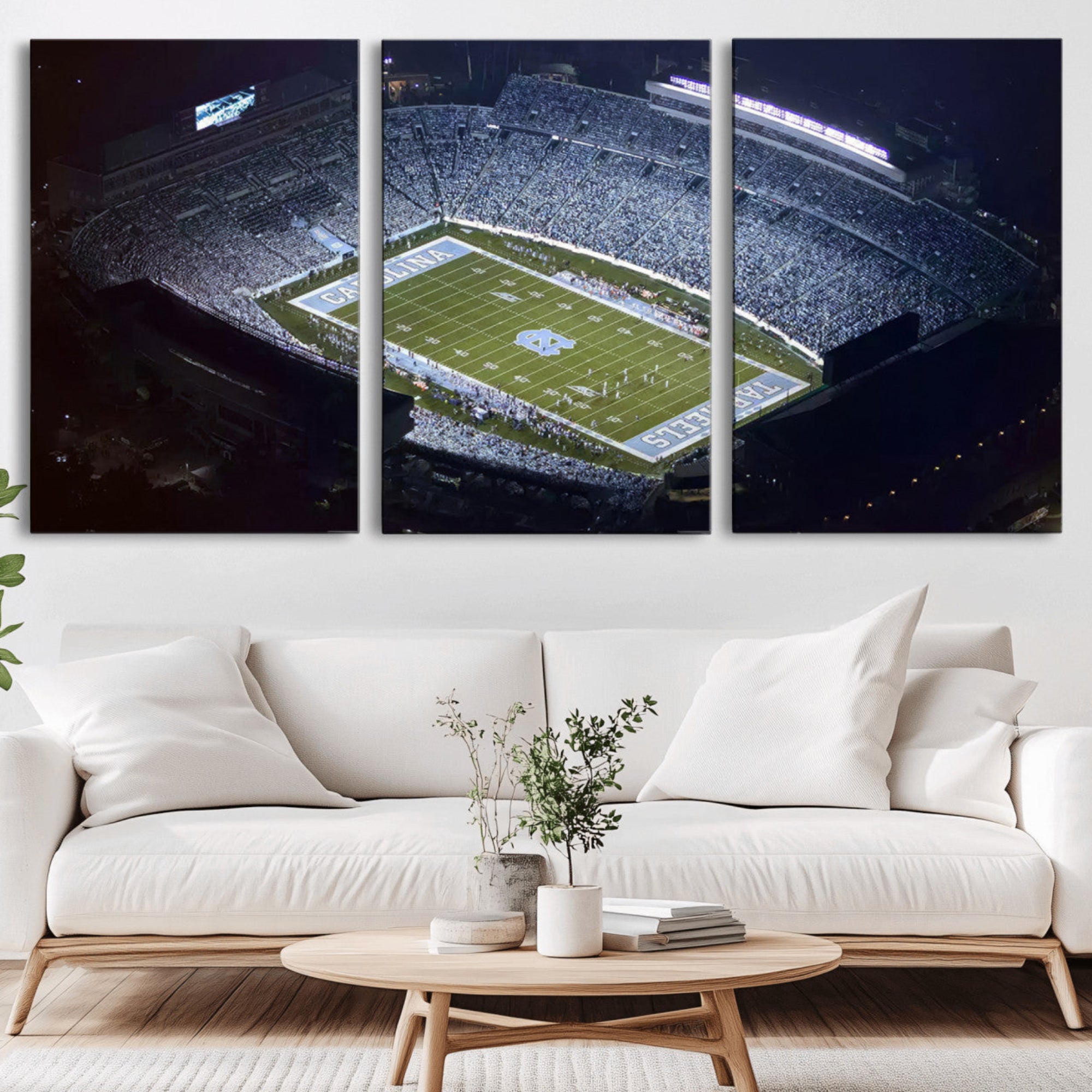 88375-MGV-CV-36X24-University of North Carolina Tar Heels Football Team Print - Chapel Hill Kenan Memorial Stadium