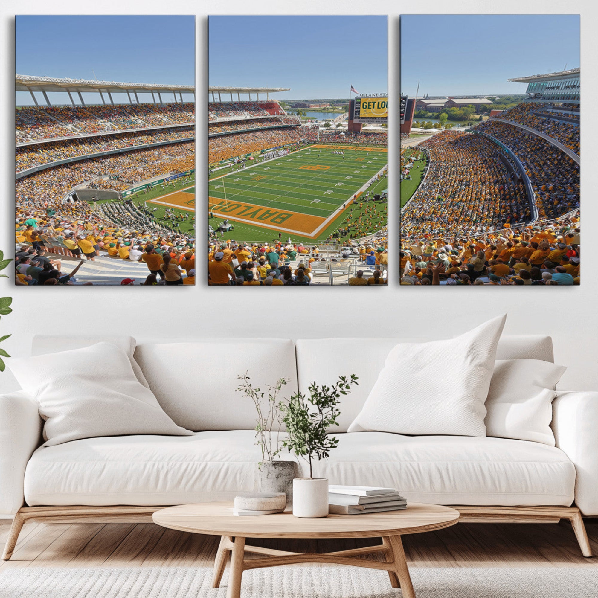 49912-MGV-CV-36X24-Baylor University Bears Football Team Print - Waco McLane Stadium Wall Art Canvas Print