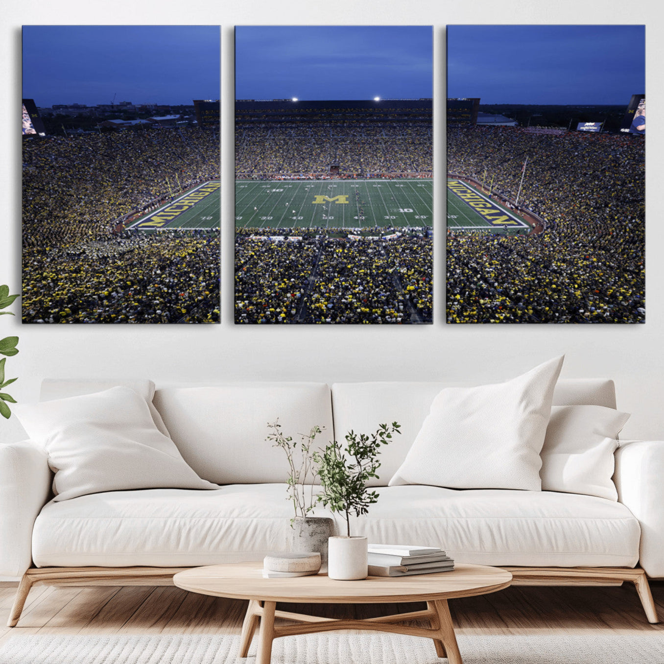 -University of Michigan Wolverines Football Team Print - Ann Arbor Michigan Stadium Wall Art Canvas