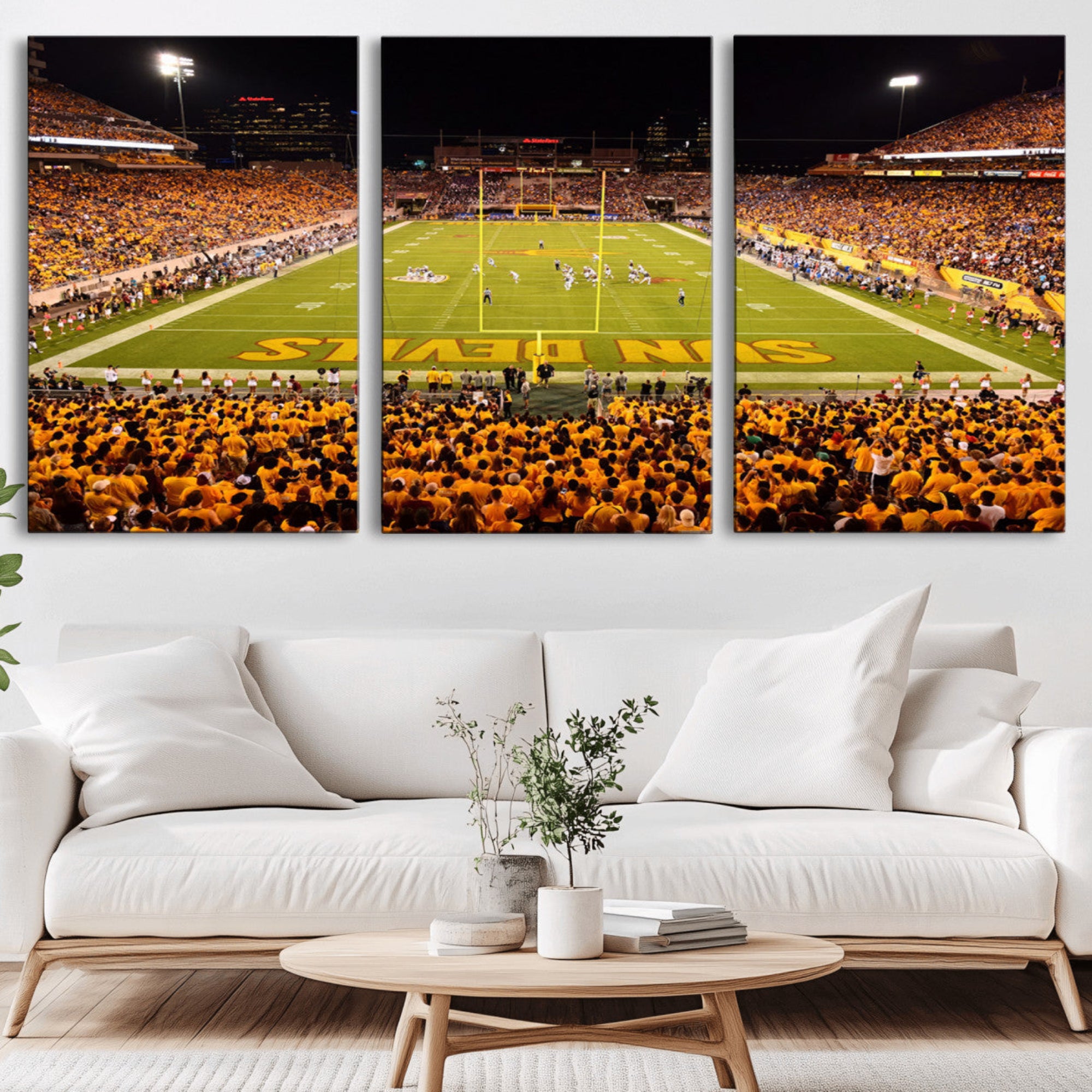 21588-MGV-CV-36X24-ASU Sun Devils Football Team Print - Phoenix Mountain America Stadium Wall Art Canvas Print