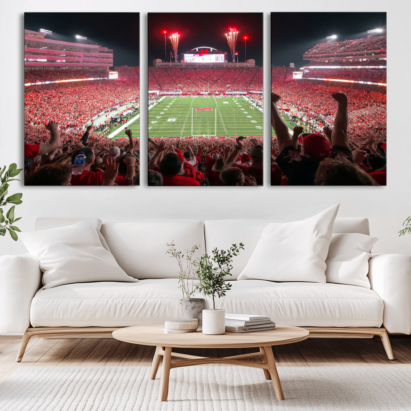 -University of Nebraska Cornhuskers Football Team Print - Lincoln Memorial Stadium Wall Art Canvas