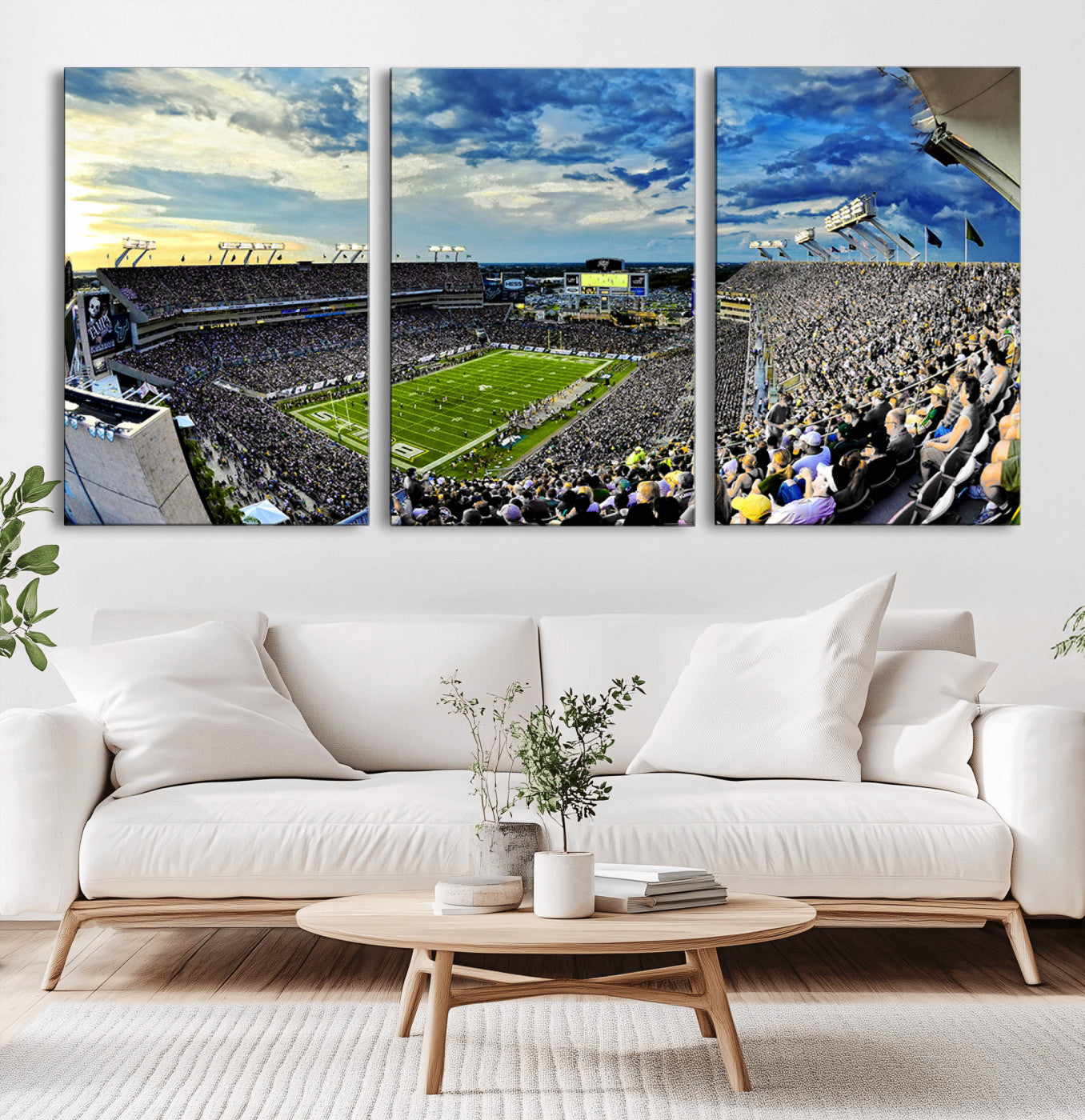 -Framed USF Bulls Football Team Print - Tampa Raymond James Stadium Wall Art Canvas Print