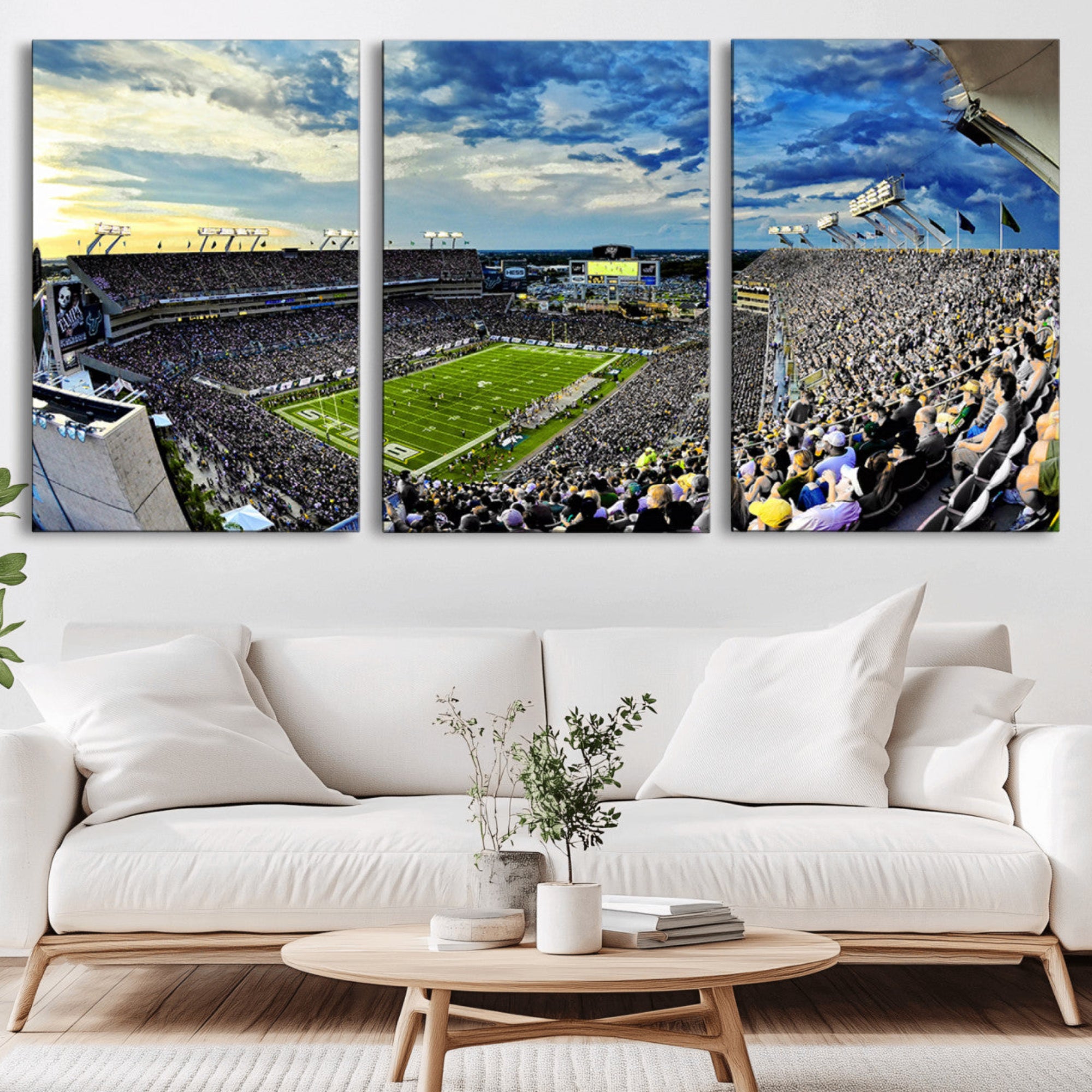23788-MGV-CV-36X24-Framed USF Bulls Football Team Print - Tampa Raymond James Stadium Wall Art Canvas Print