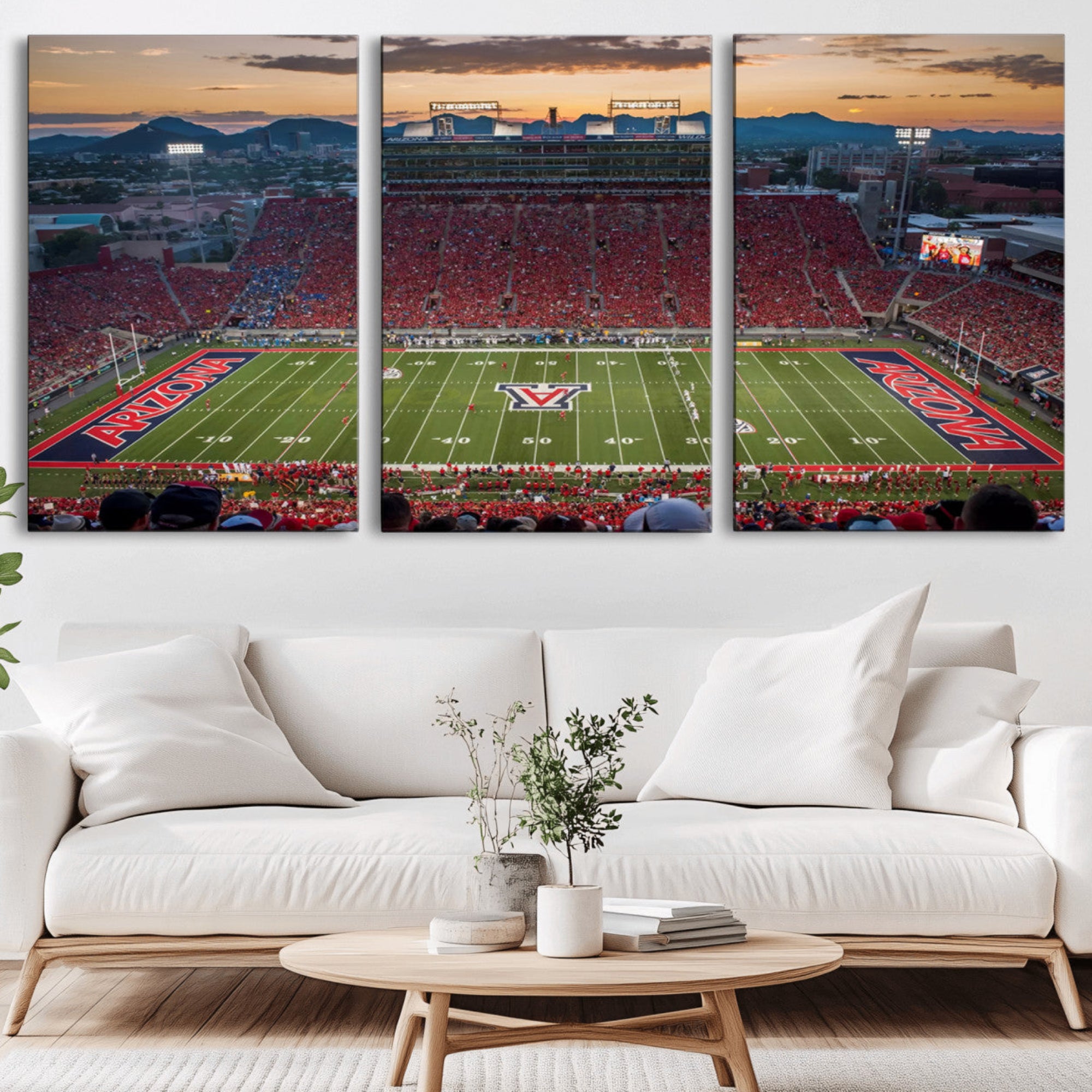 99722-MGV-CV-36X24-Framed Arizona Wildcats Football Team Print - Tucson Arizona Stadium Wall Art Canvas Print