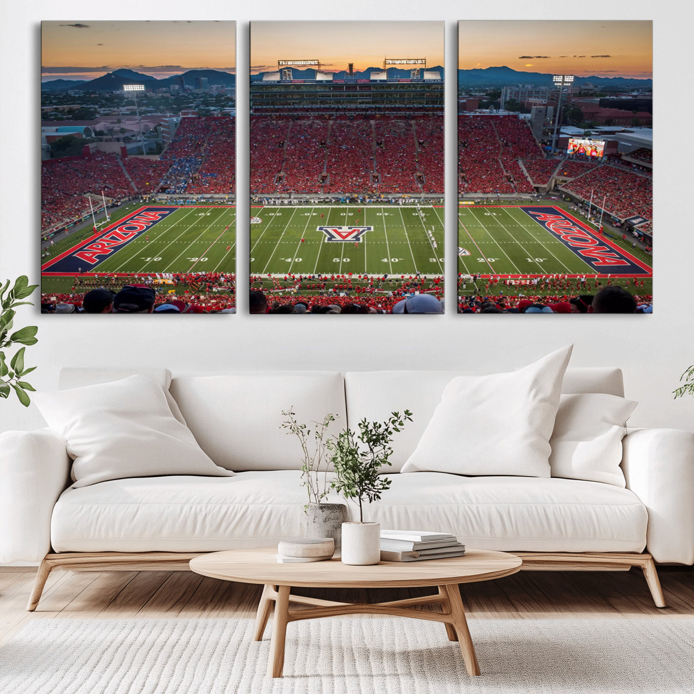 -Arizona Wildcats Football Team Print - Tucson Arizona Stadium Wall Art Canvas Print