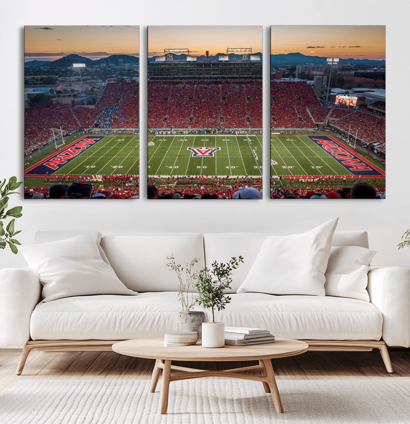 -Arizona Wildcats Football Team Print - Tucson Arizona Stadium Wall Art Canvas Print