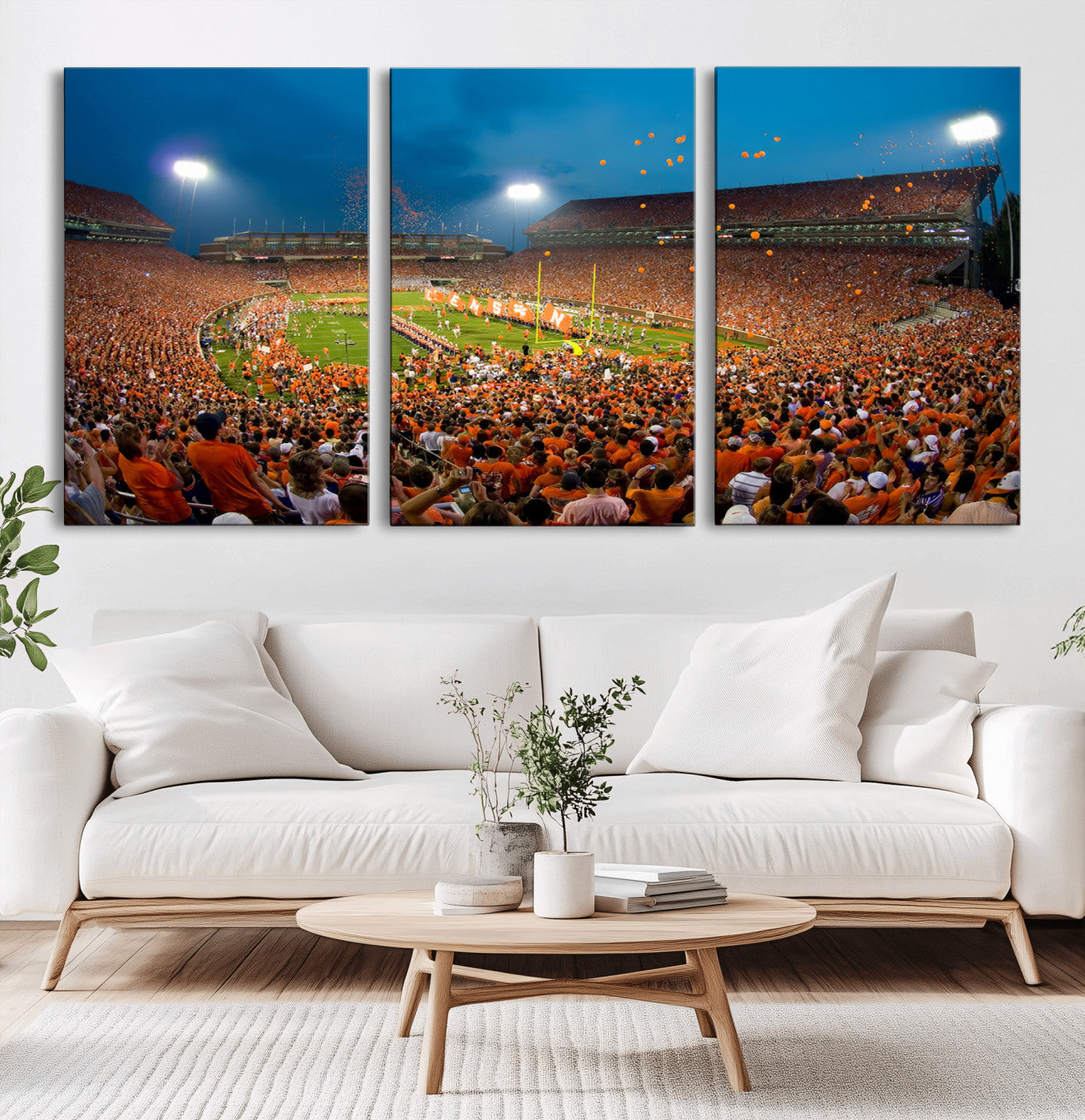 -Clemson University Tigers Football Team Print - Clemson Memorial Stadium Wall Art Canvas Print