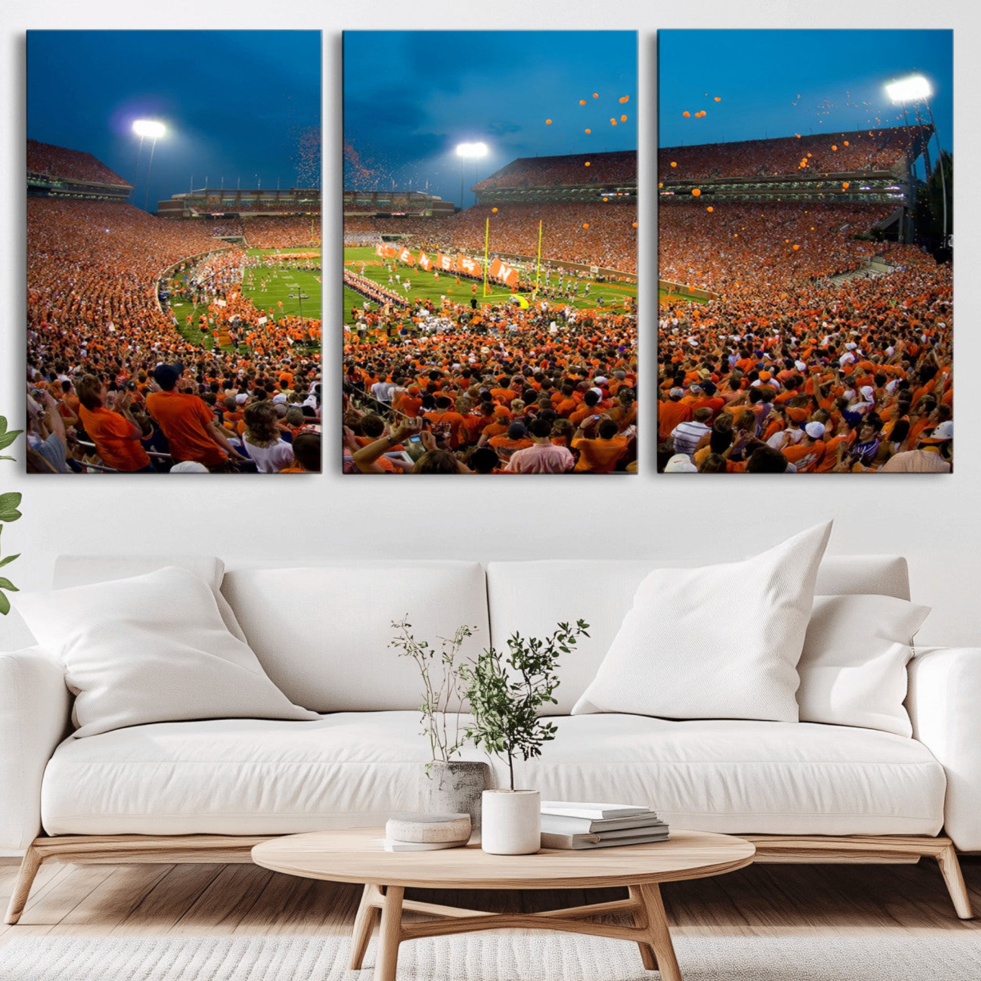 26196-MGV-CV-36X24-Clemson University Tigers Football Team Print - Clemson Memorial Stadium Wall Art Canvas Print
