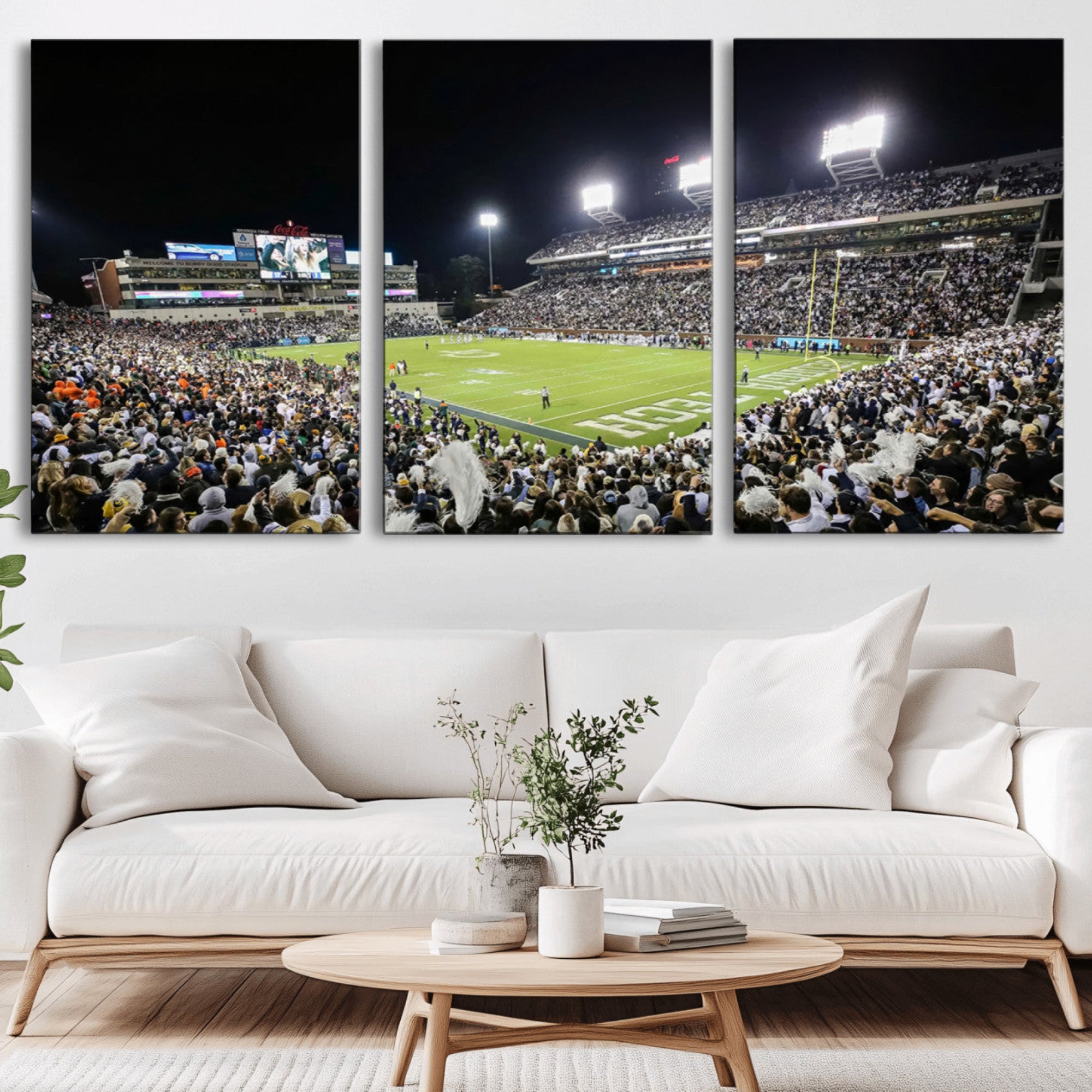 49339-MGV-CV-36X24-Georgia Tech Yellow Jackets Football Team Print - Atlanta Bobby Dodd Stadium Wall Art Canvas Print