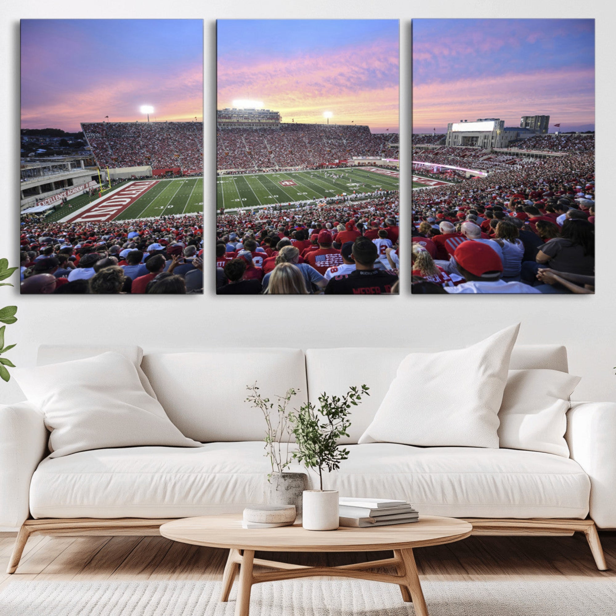 13046-MGV-CV-36X24-Indiana University Hoosiers Football Team Print - Bloomington Memorial Stadium Wall Art Canvas Print
