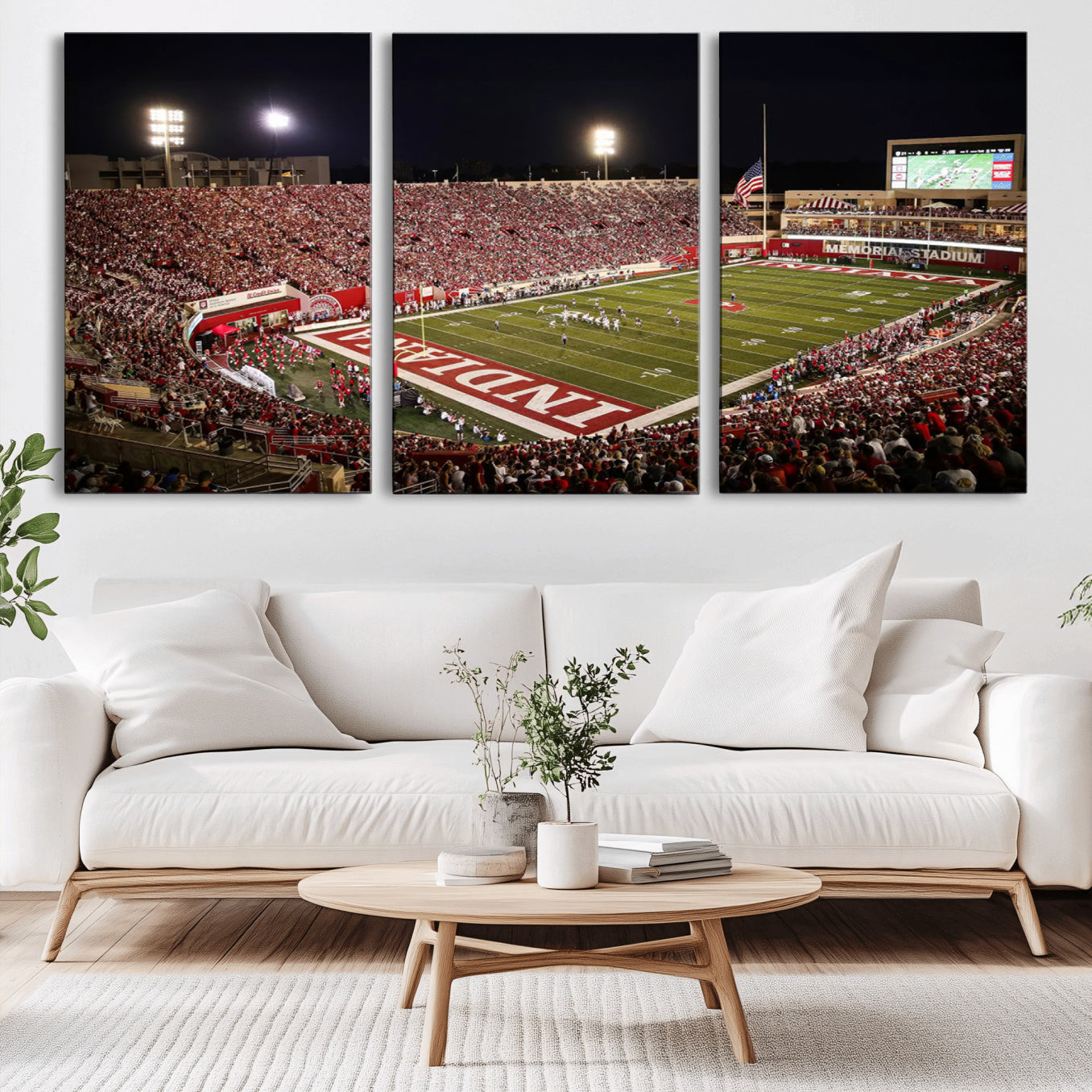 -Indiana University Hoosiers Football Team Print Canvas - Bloomington Memorial Stadium Wall Art