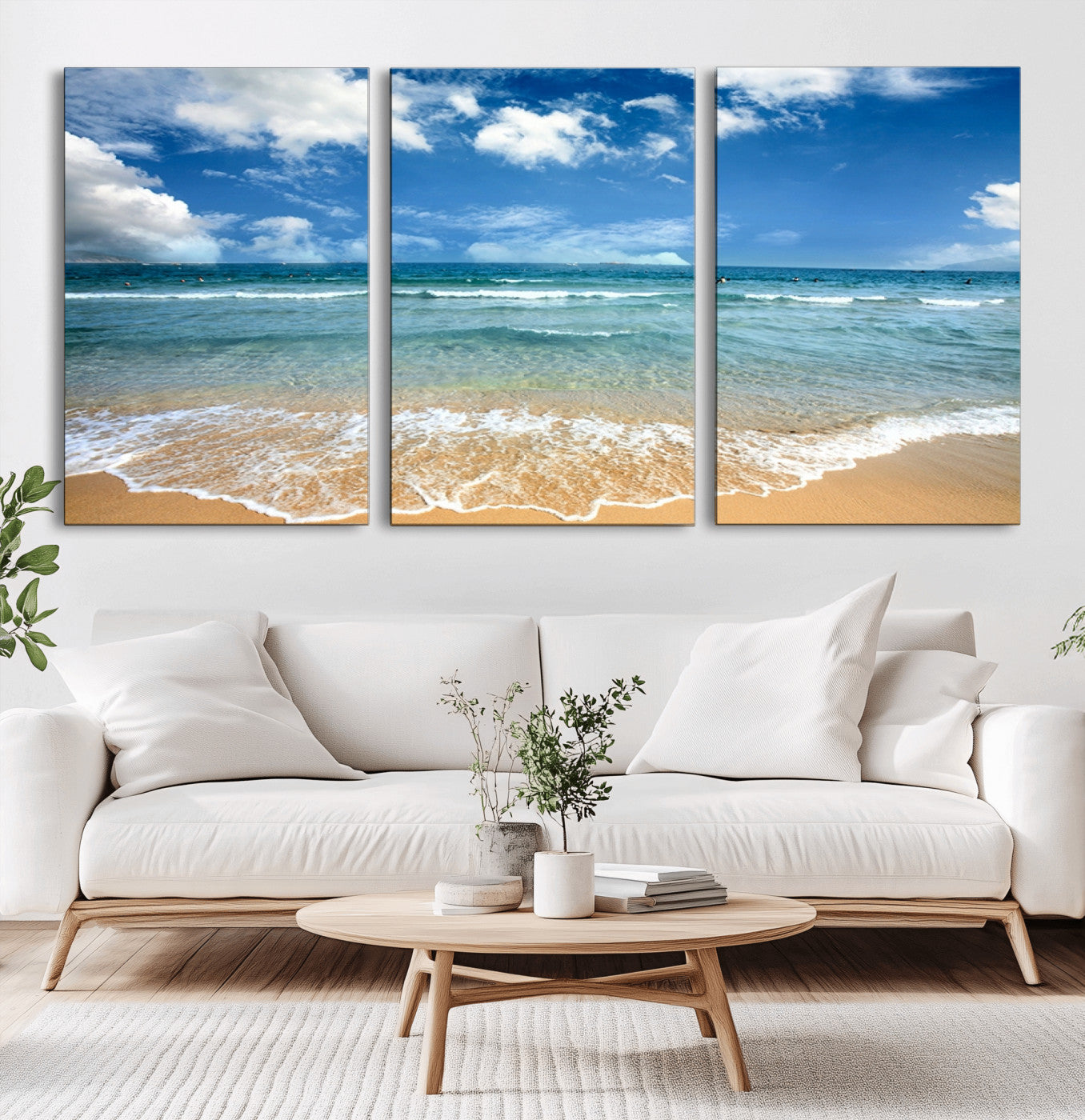 -Sea View From the Beach Canvas Print
