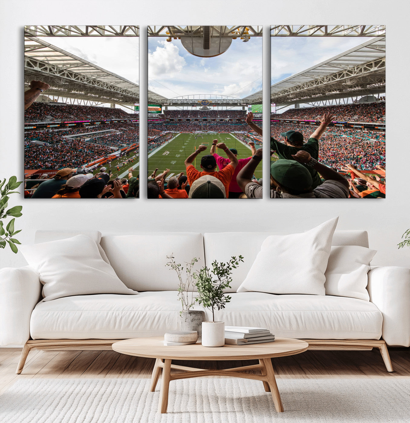 -Miami Hurricanes Football Team Wall Art Print - Miami Hard Rock Stadium Wall Art Canvas Print