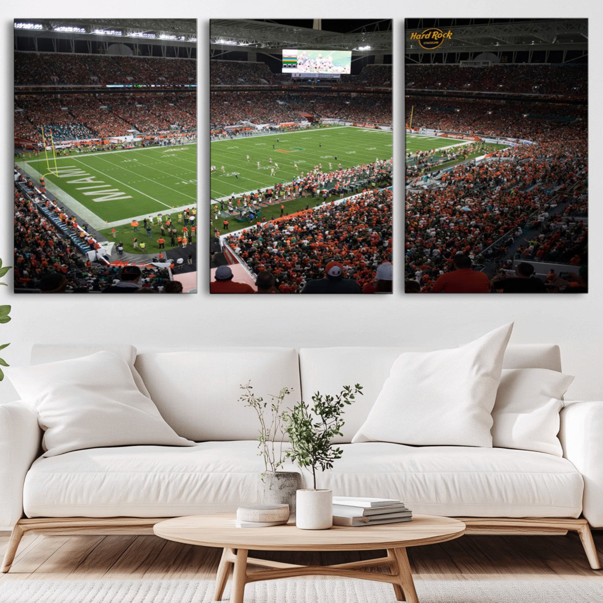 33698-MGV-CV-36X24-Miami Hurricanes Football Team Print Canvas- Miami Hard Rock Stadium Wall Art Canvas Print