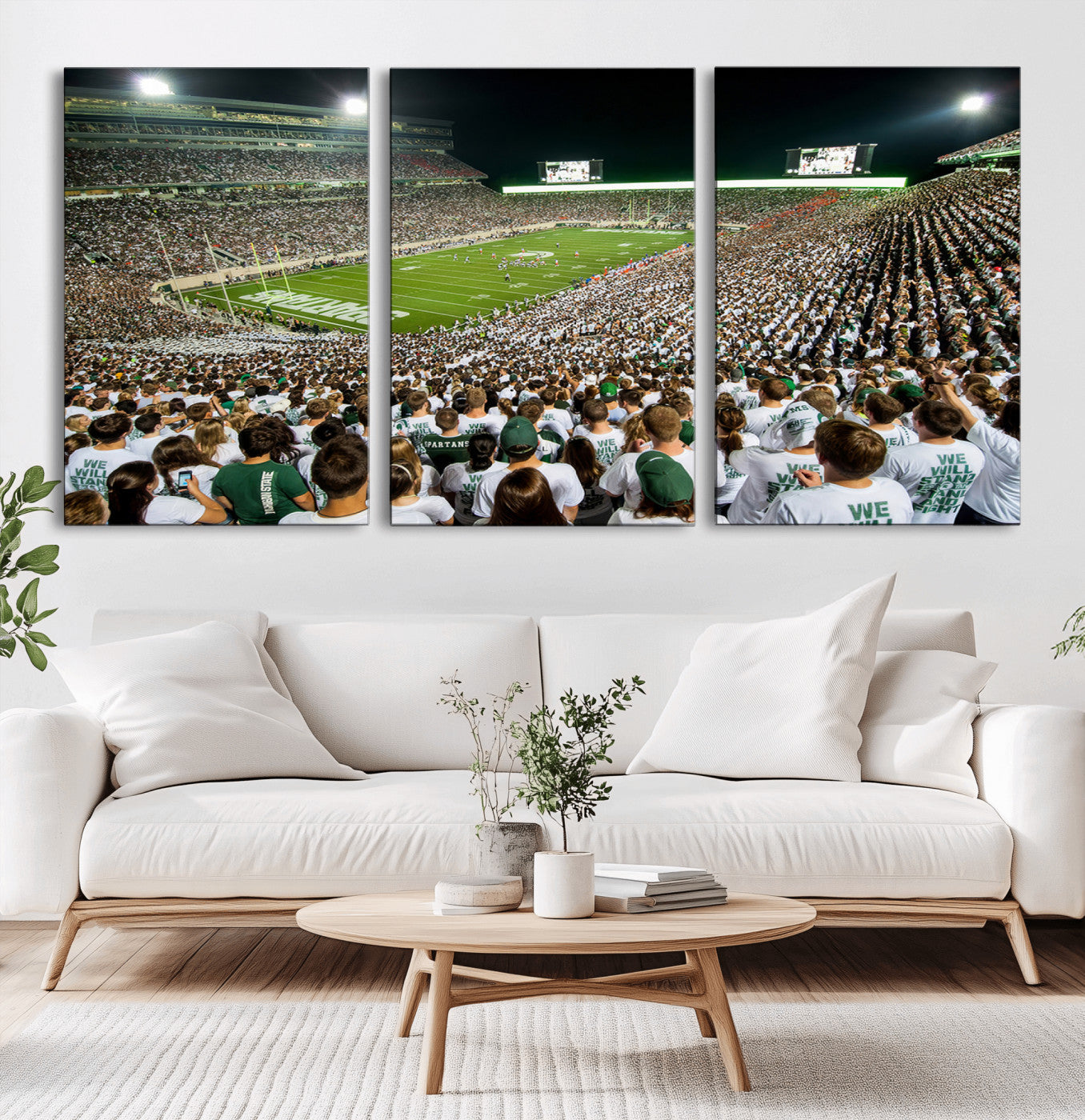 -Michigan State Spartans Football Canvas Print - East Lansing Spartan Stadium Wall Art Canvas Print