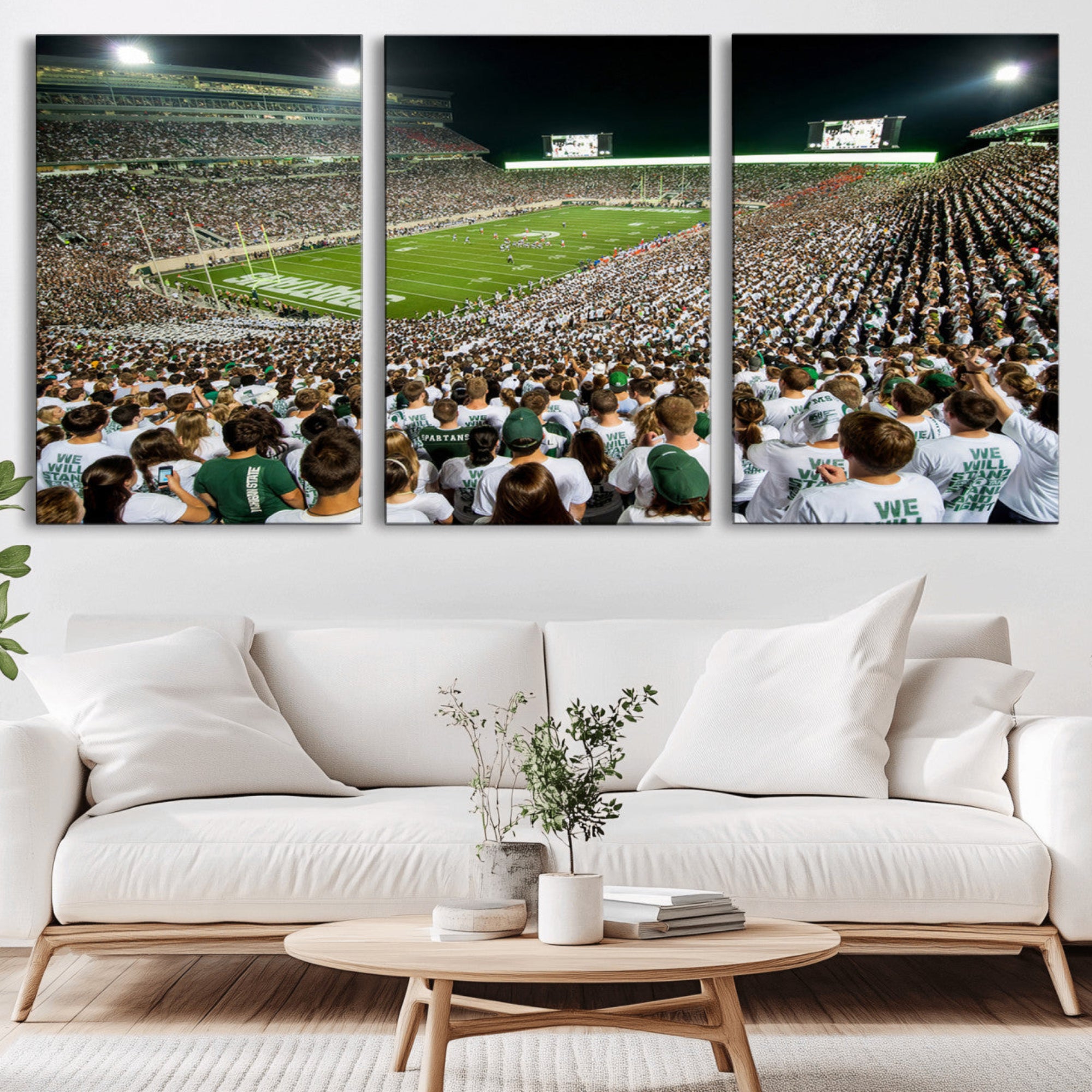 30457-MGV-CV-36X24-Michigan State Spartans Football Canvas Print - East Lansing Spartan Stadium Wall Art Canvas Print