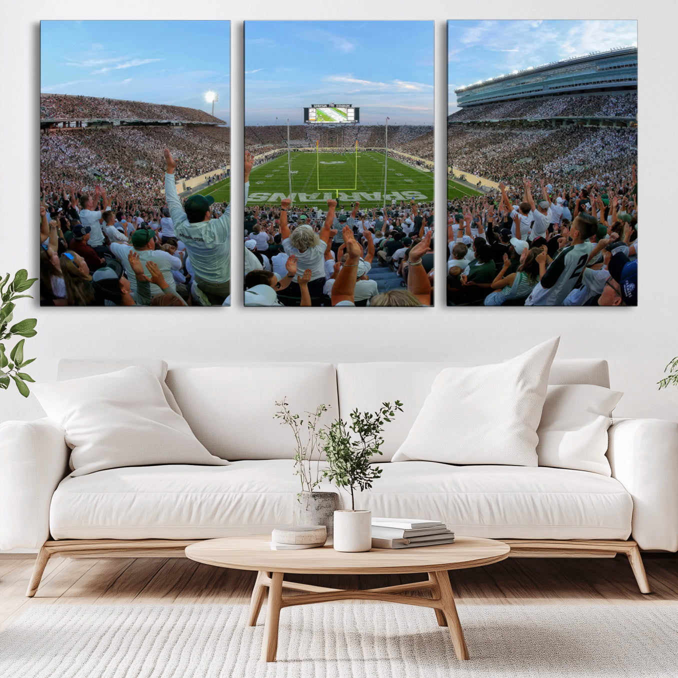 -Michigan State Spartans Football Team Art Print - East Lansing Spartan Stadium Wall Art Canvas Print