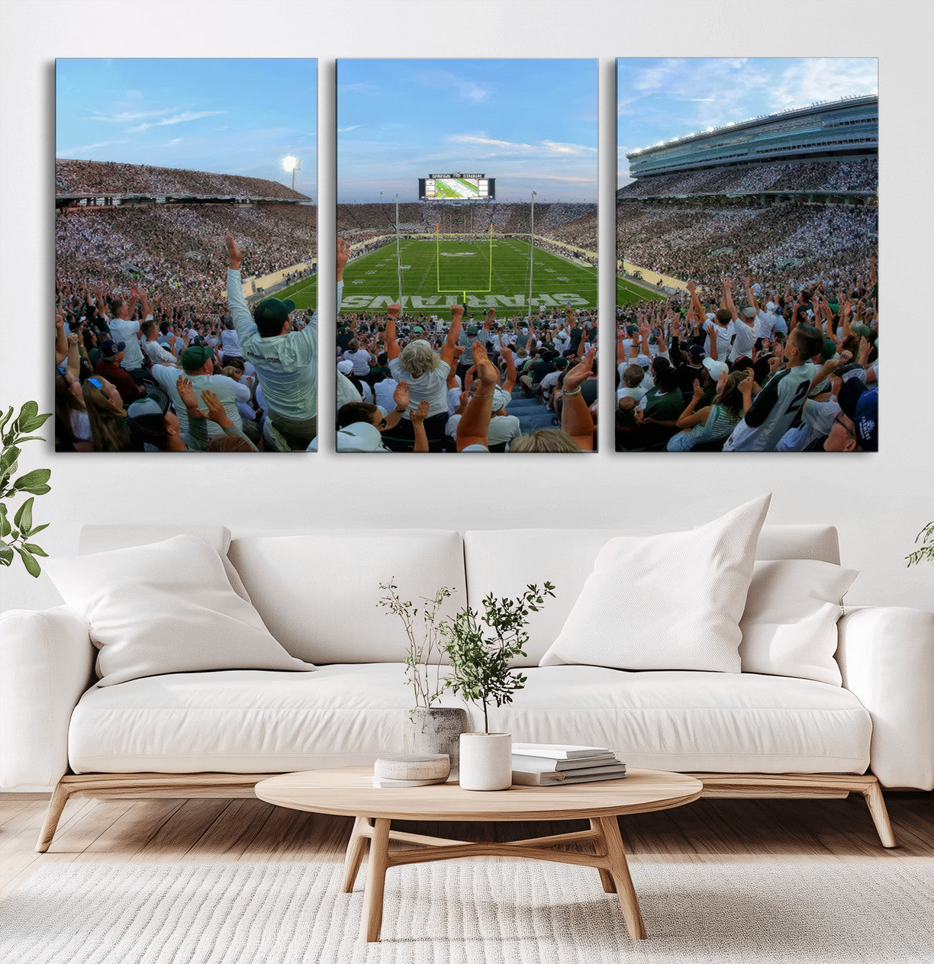 -Michigan State Spartans Football Team Art Print - East Lansing Spartan Stadium Wall Art Canvas Print