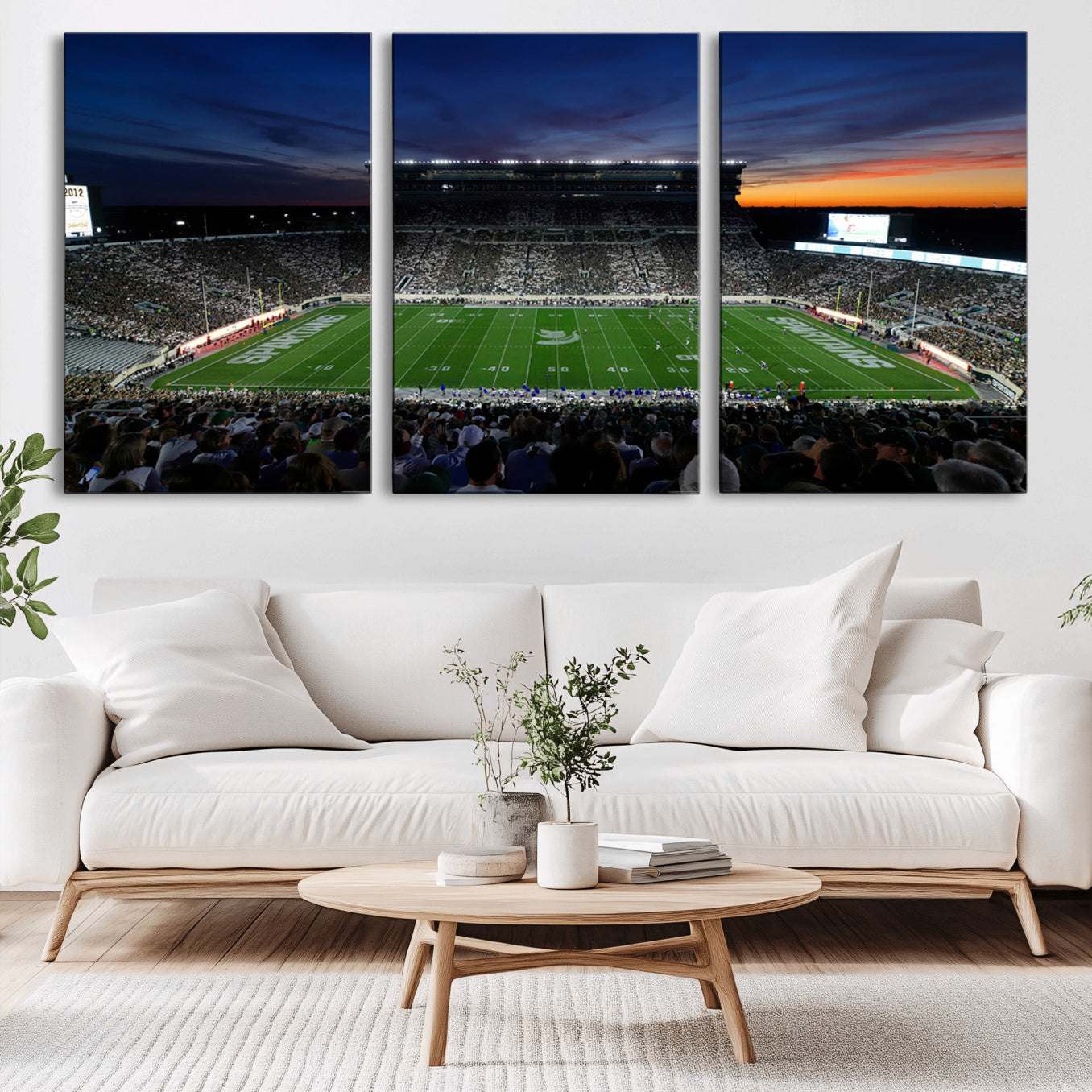 -Michigan State Spartans Football Team Print - East Lansing Spartan Stadium Canvas Print
