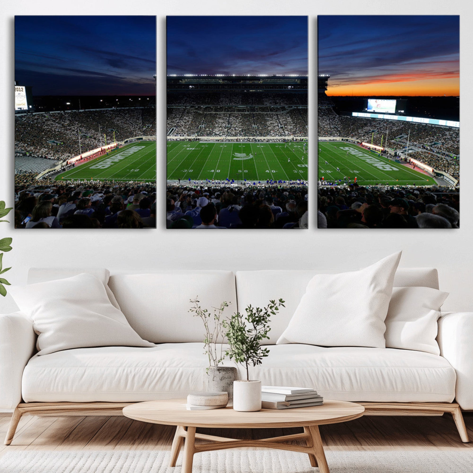 49074-MGV-CV-36X24-Michigan State Spartans Football Team Print - East Lansing Spartan Stadium Canvas Print